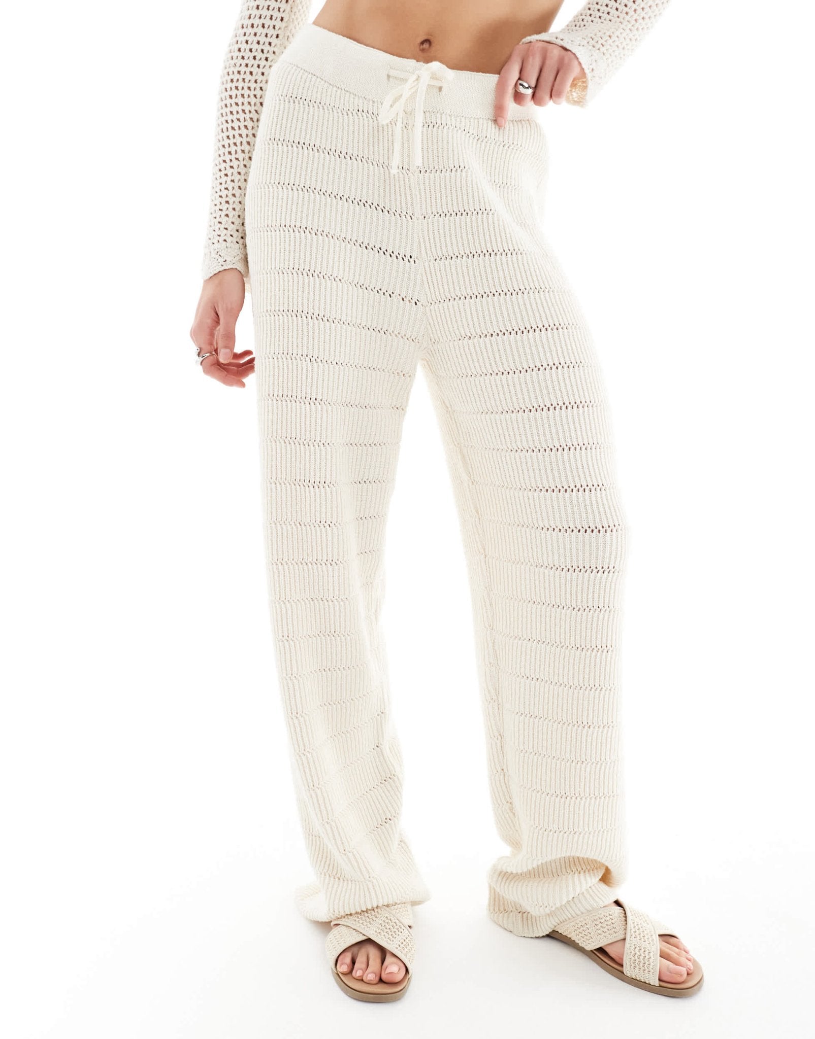 ONLY crochet wide leg trouser co - ord in cream - ASOS Sample Sale