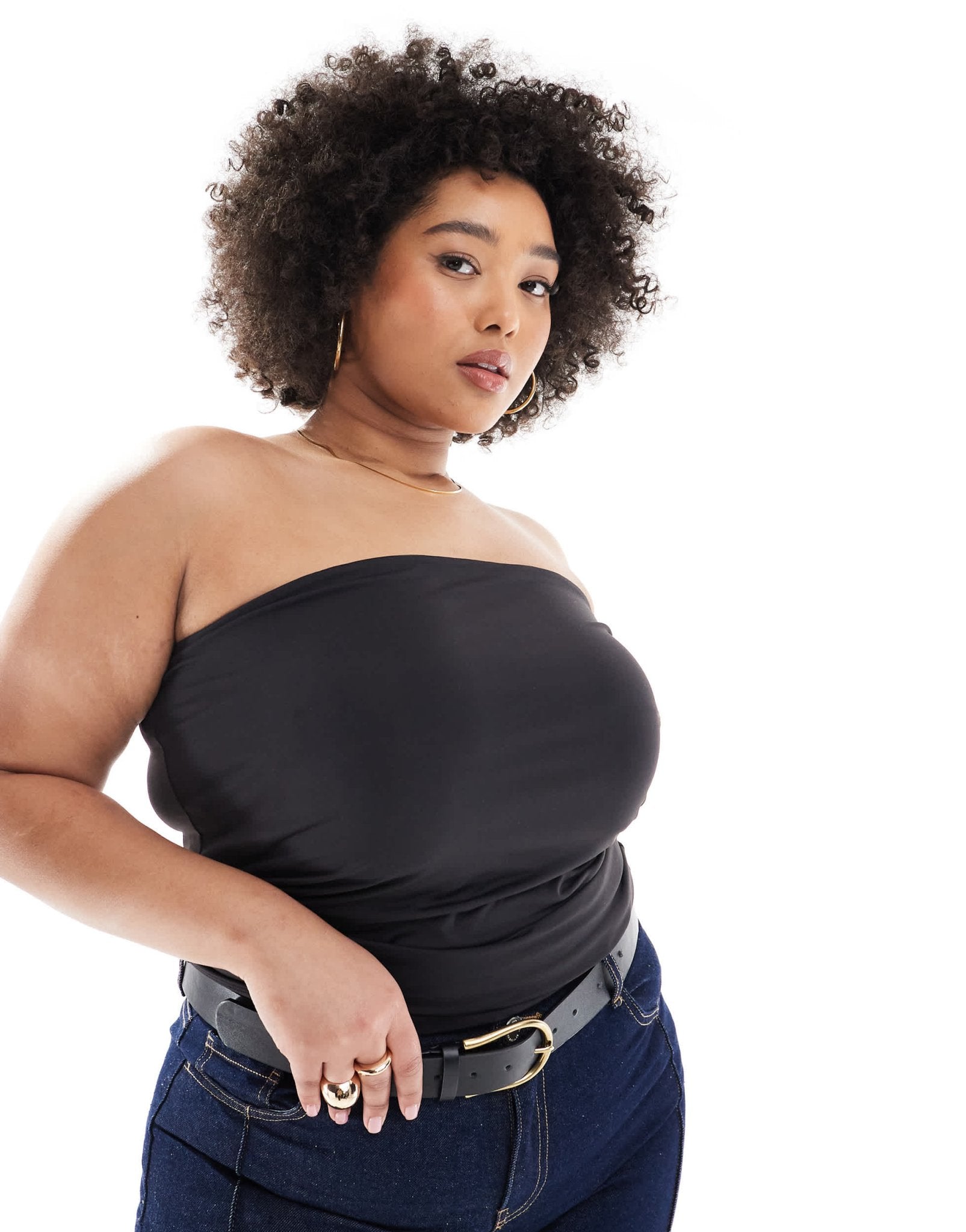 ONLY Curve bandeau top in black - ASOS Sample Sale