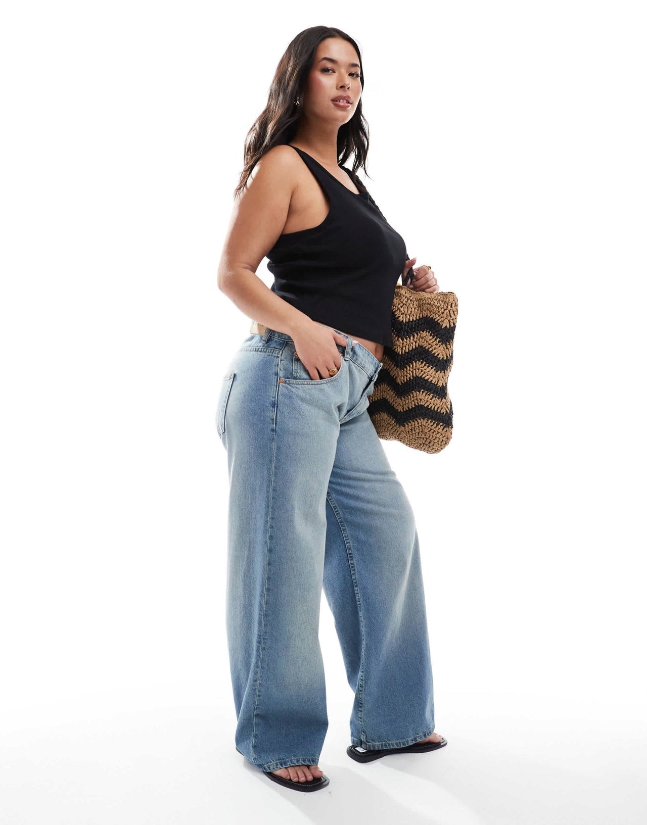 ONLY Curve built-in bra ribbed tank top in black - ASOS Sample Sale