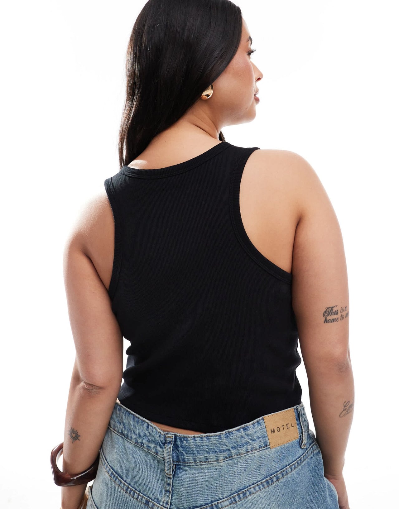 ONLY Curve built-in bra ribbed tank top in black - ASOS Sample Sale