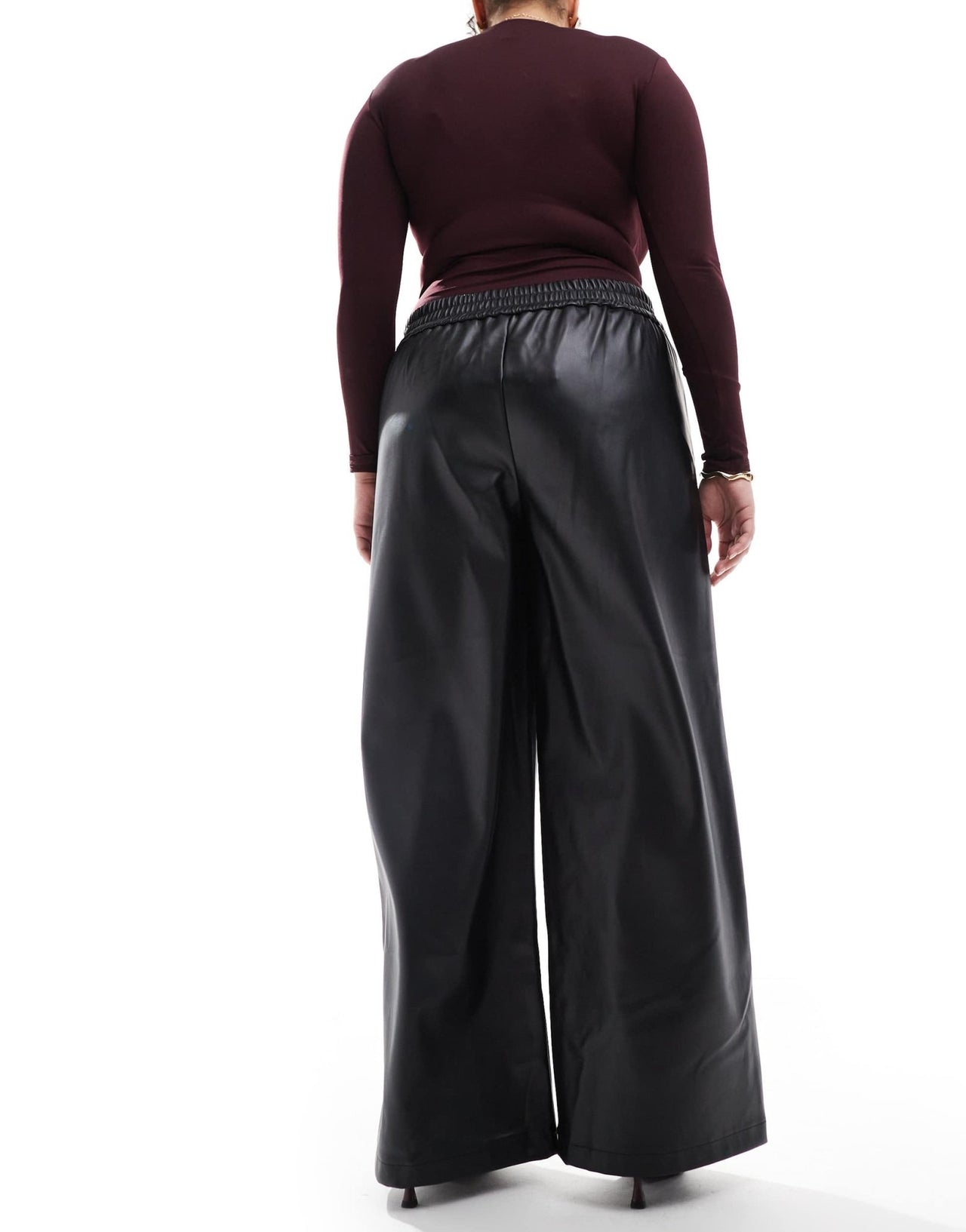 ONLY Curve faux leather wide leg trousers in black - ASOS Sample Sale