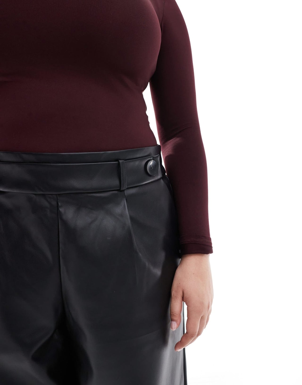 ONLY Curve faux leather wide leg trousers in black - ASOS Sample Sale