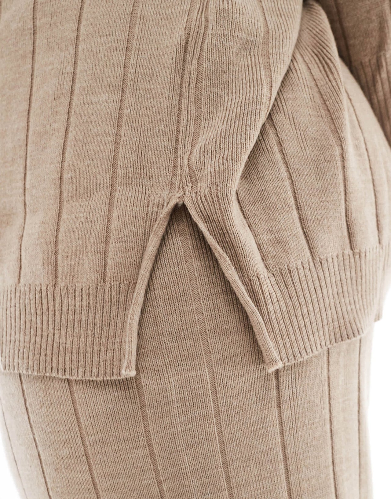 ONLY Curve high neck knitted lightweight knitted jumper co - ord in sand - ASOS Sample Sale