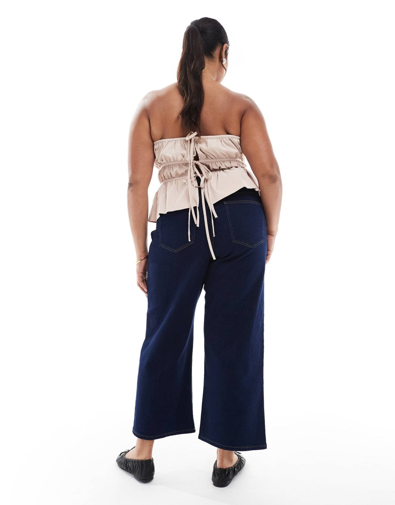 ONLY Curve high waisted wide leg jeans in dark blue wash - ASOS Sample Sale