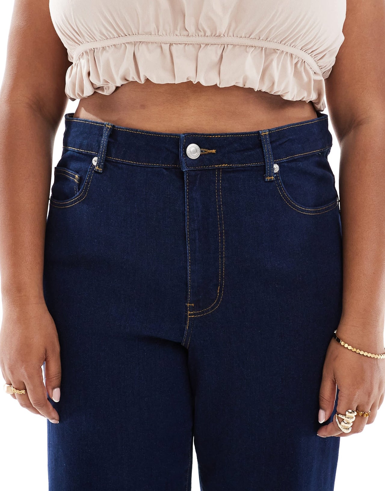 ONLY Curve high waisted wide leg jeans in dark blue wash - ASOS Sample Sale