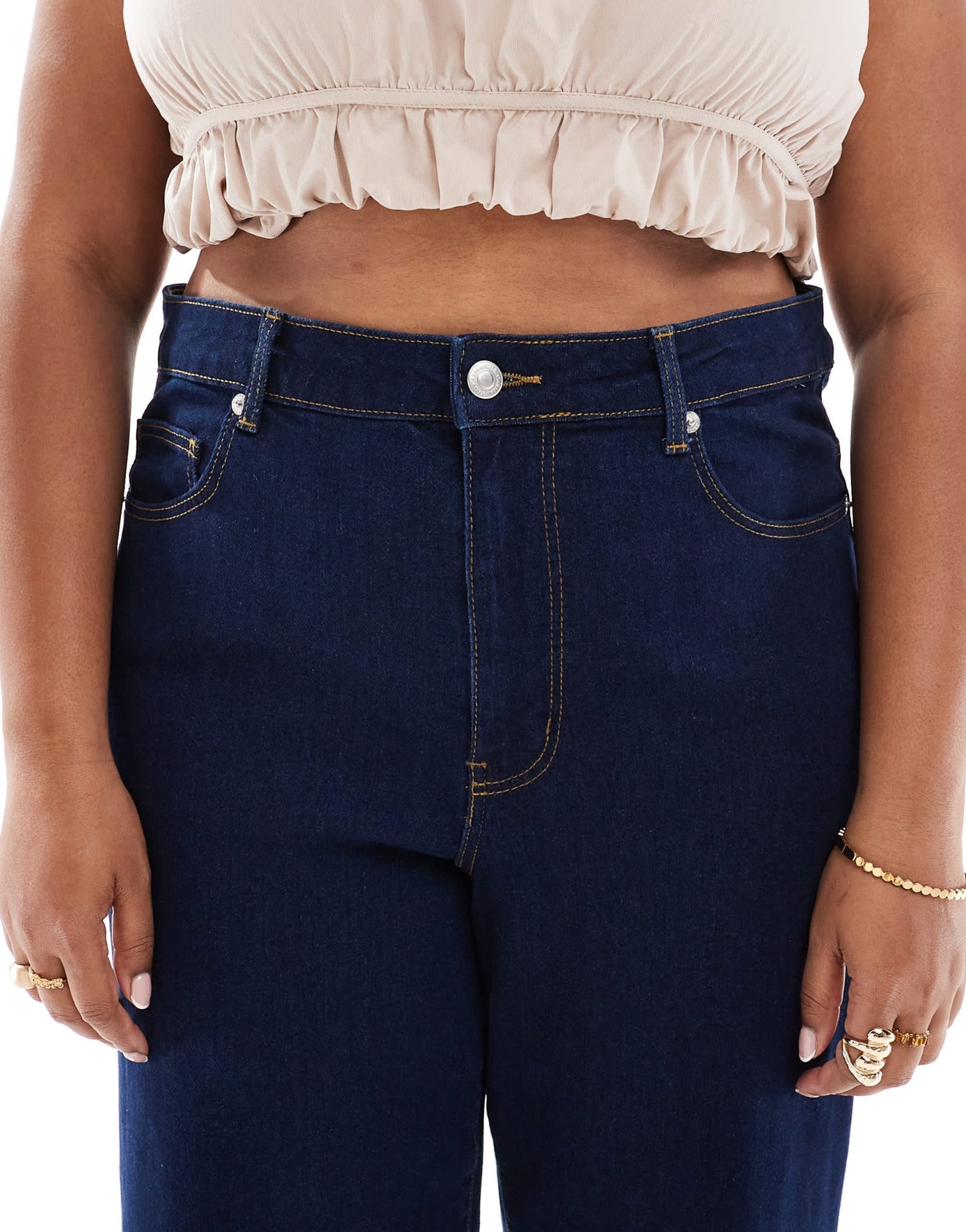ONLY Curve high waisted wide leg jeans in dark blue wash - ASOS Sample Sale