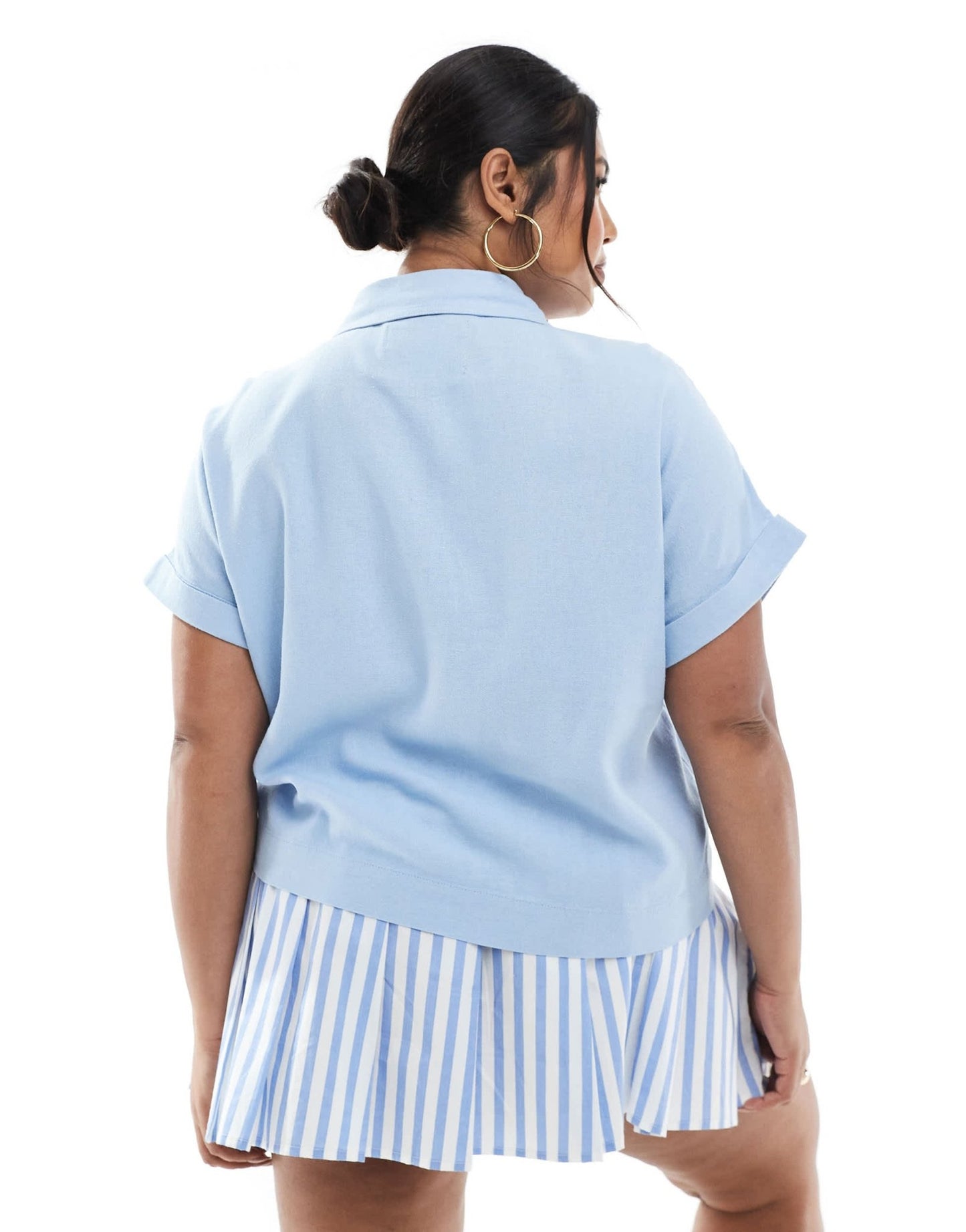 ONLY Curve short sleeve boxy shirt in light blue - ASOS Sample Sale