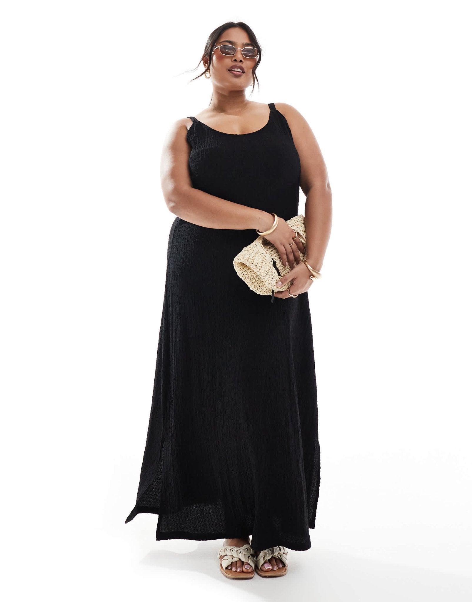 ONLY Curve textured maxi dress in black - ASOS Sample Sale