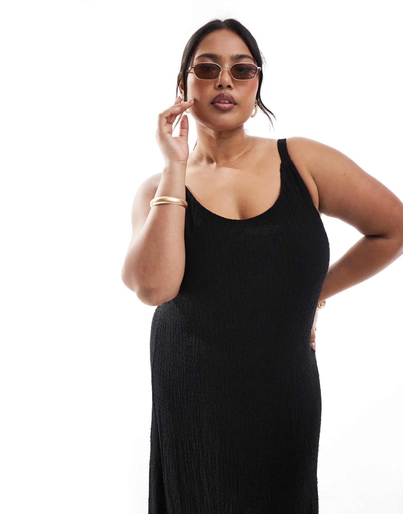 ONLY Curve textured maxi dress in black - ASOS Sample Sale