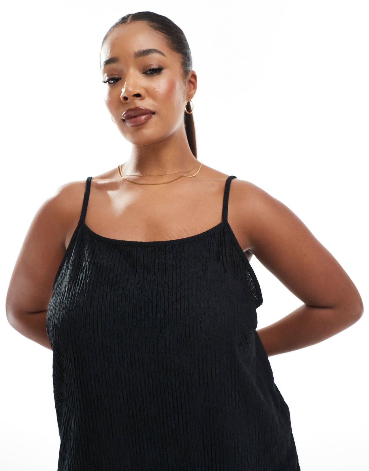 ONLY Curve textured top co-ord in black - ASOS Sample Sale