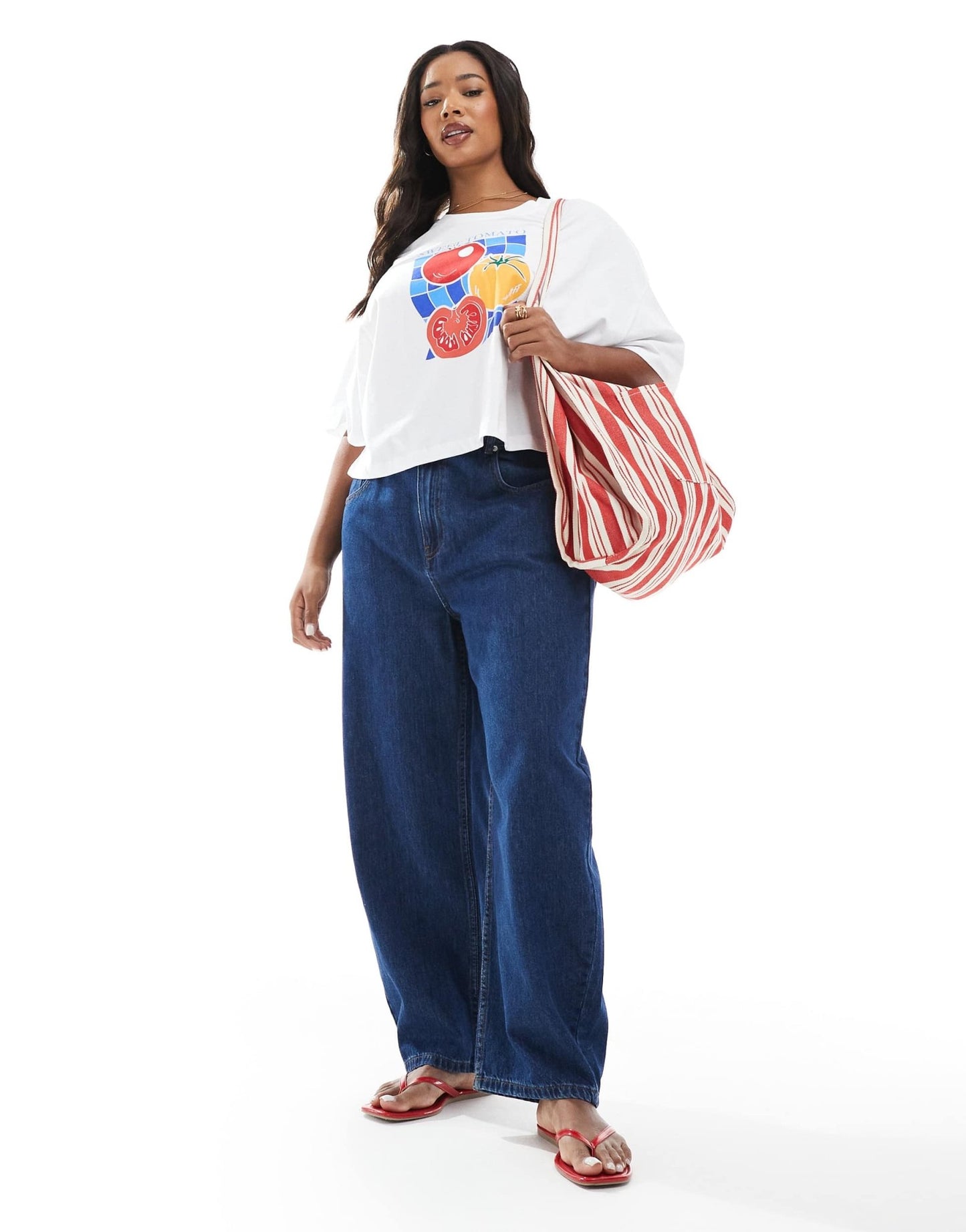 ONLY Curve tomato crop t-shirt in white - ASOS Sample Sale