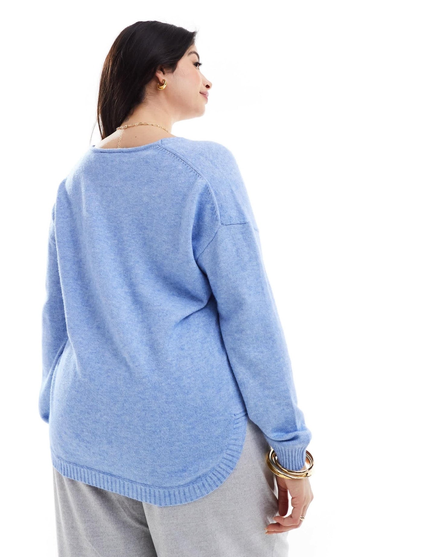 ONLY Curve v neck jumper in blue - ASOS Sample Sale
