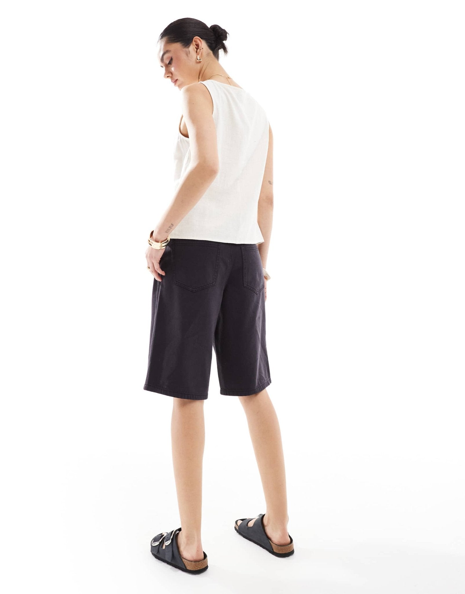 ONLY denim jorts in washed black - ASOS Sample Sale