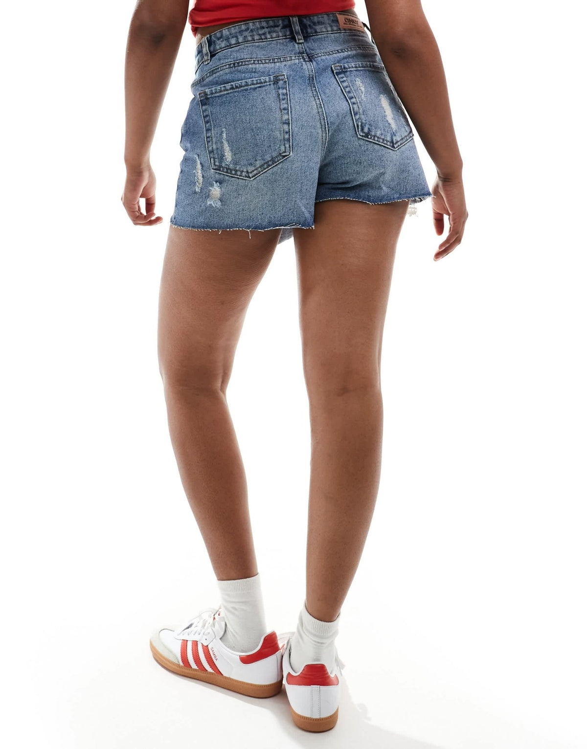 ONLY distressed denim skort in midwash blue - ASOS Sample Sale