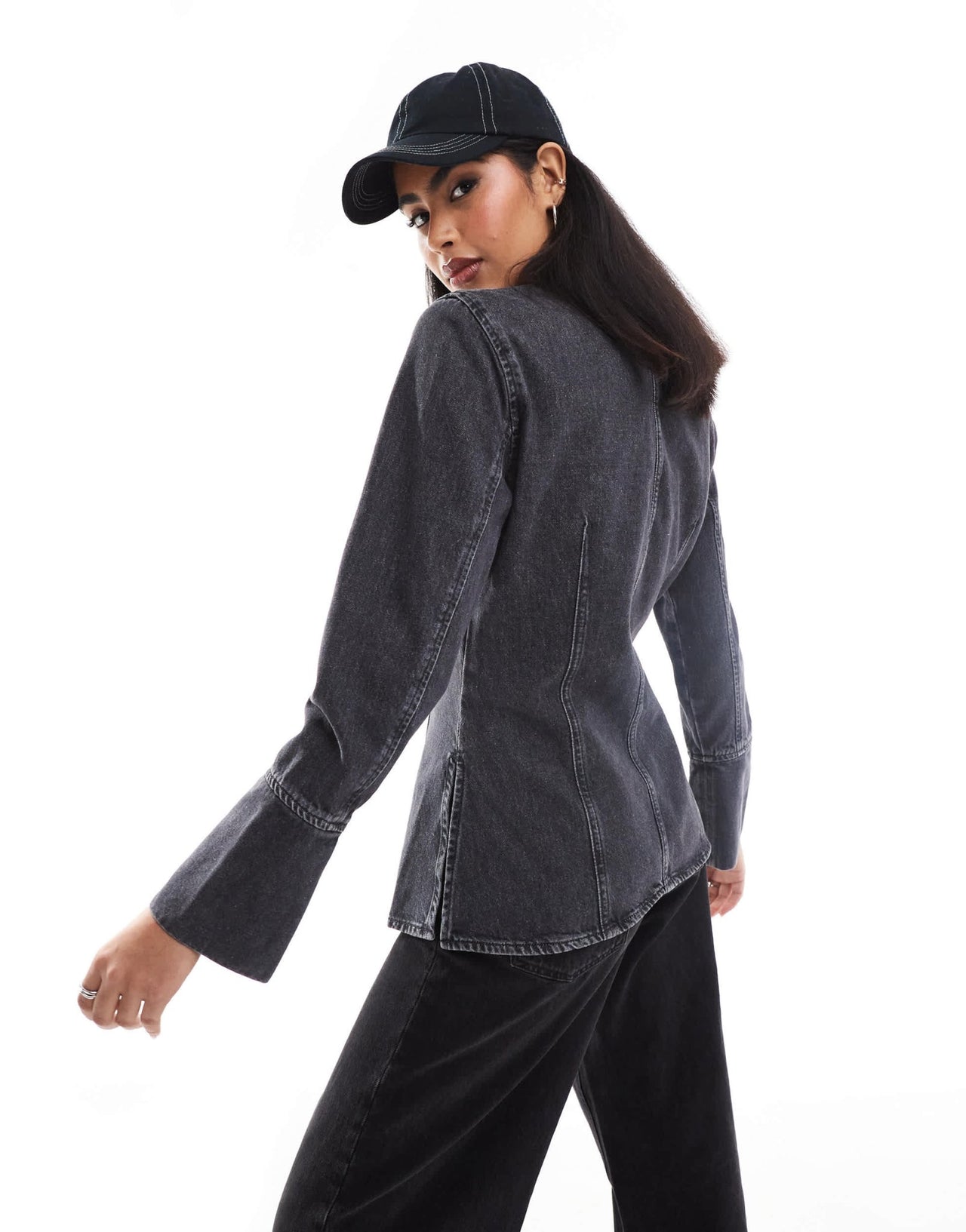 ONLY fitted denim shirt in washed black - ASOS Sample Sale