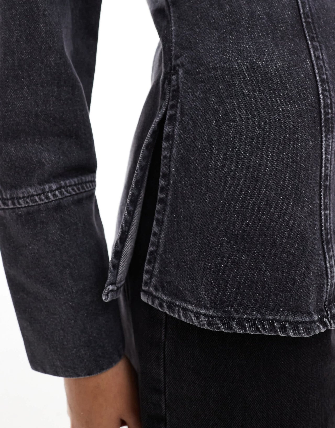 ONLY fitted denim shirt in washed black - ASOS Sample Sale