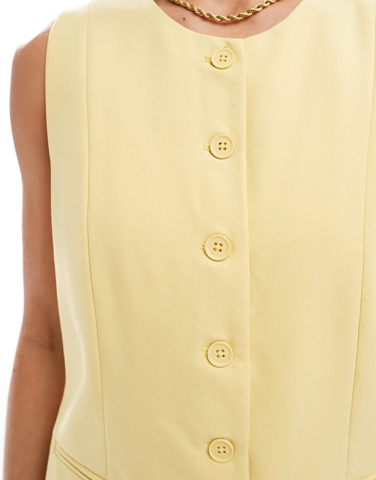 ONLY high neck waistcoat in butter yellow - ASOS Sample Sale