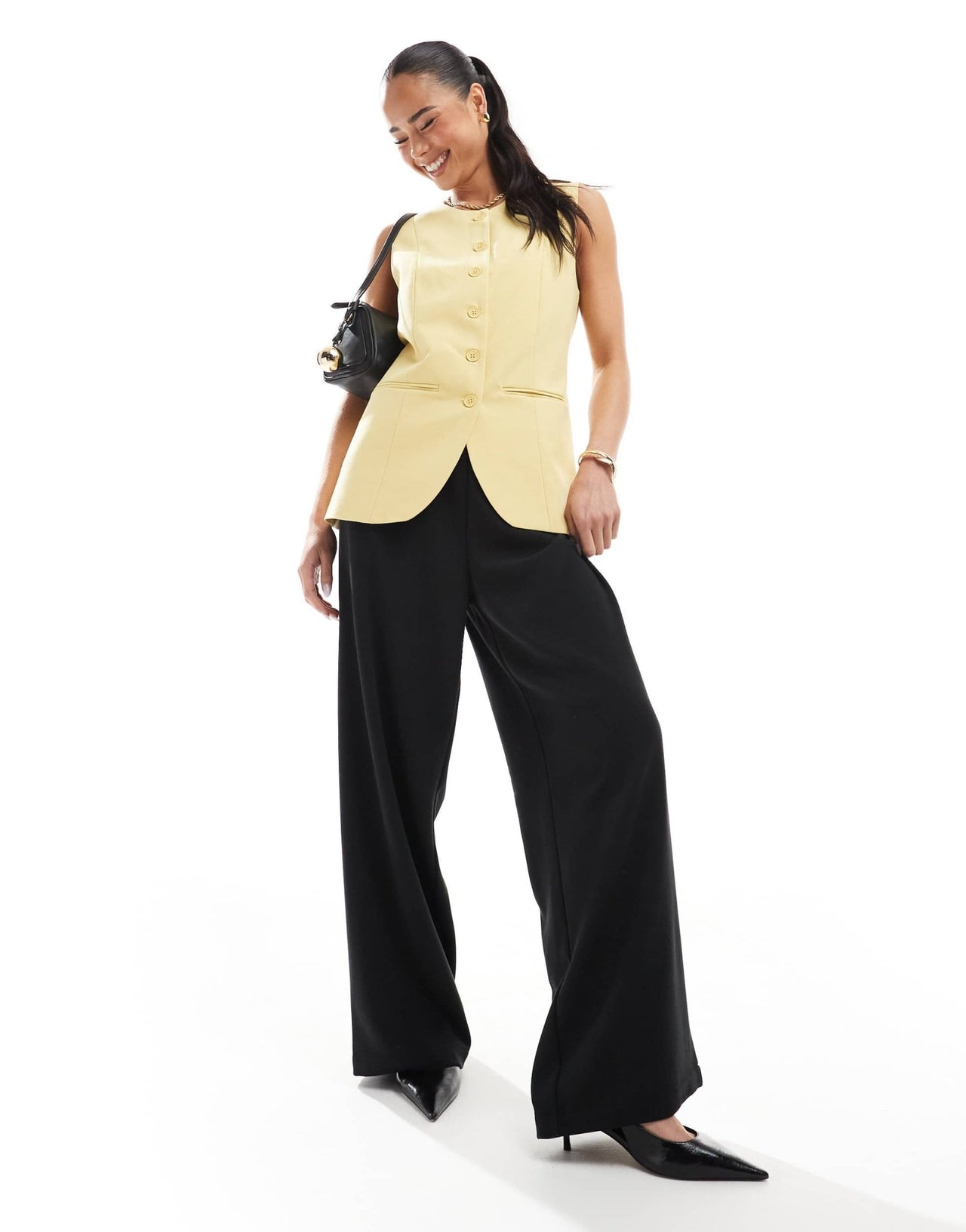 ONLY high neck waistcoat in butter yellow - ASOS Sample Sale