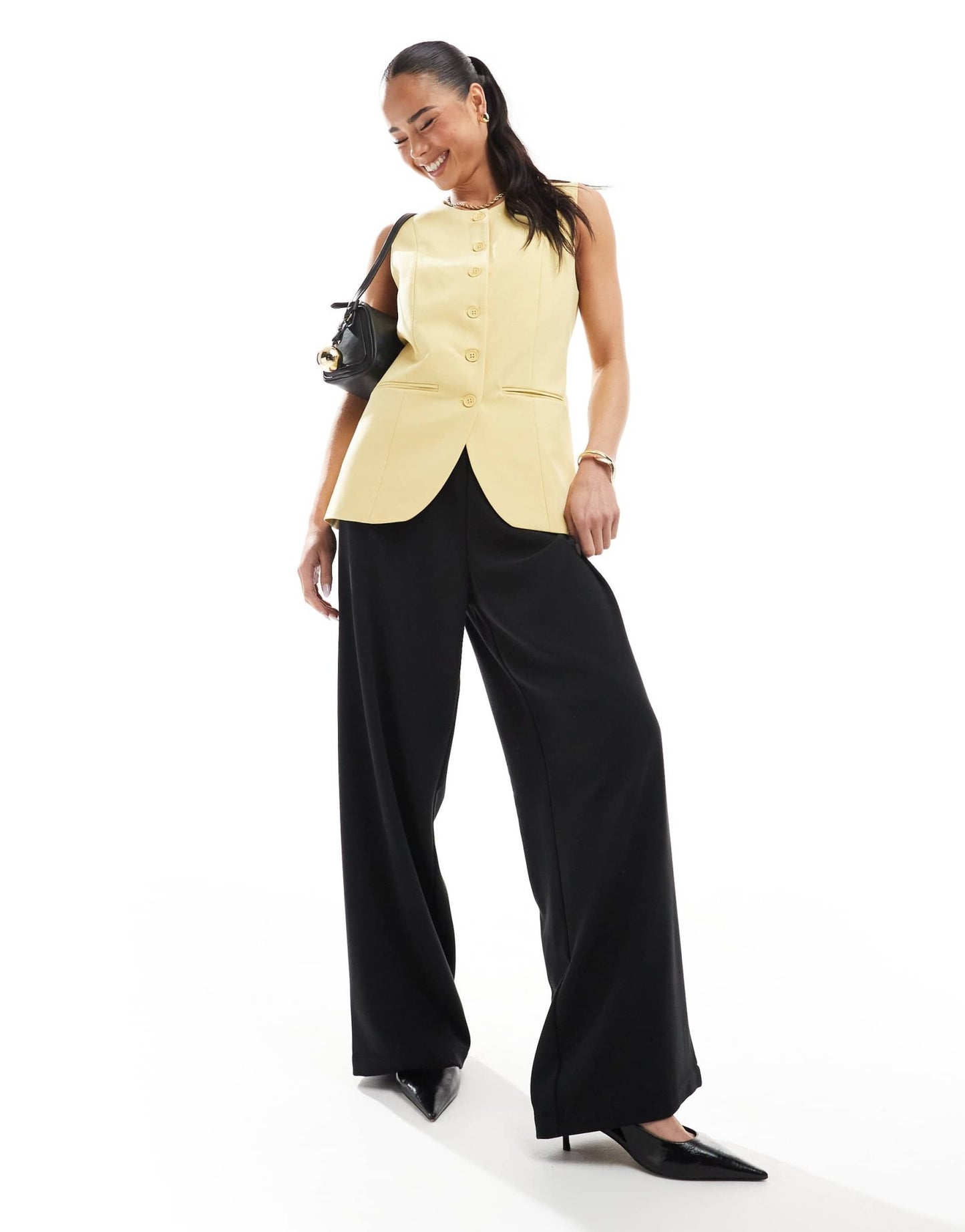 ONLY high neck waistcoat in butter yellow - ASOS Sample Sale
