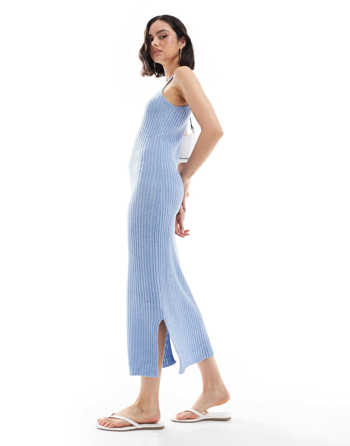 ONLY knitted midaxi dress in light blue - ASOS Sample Sale