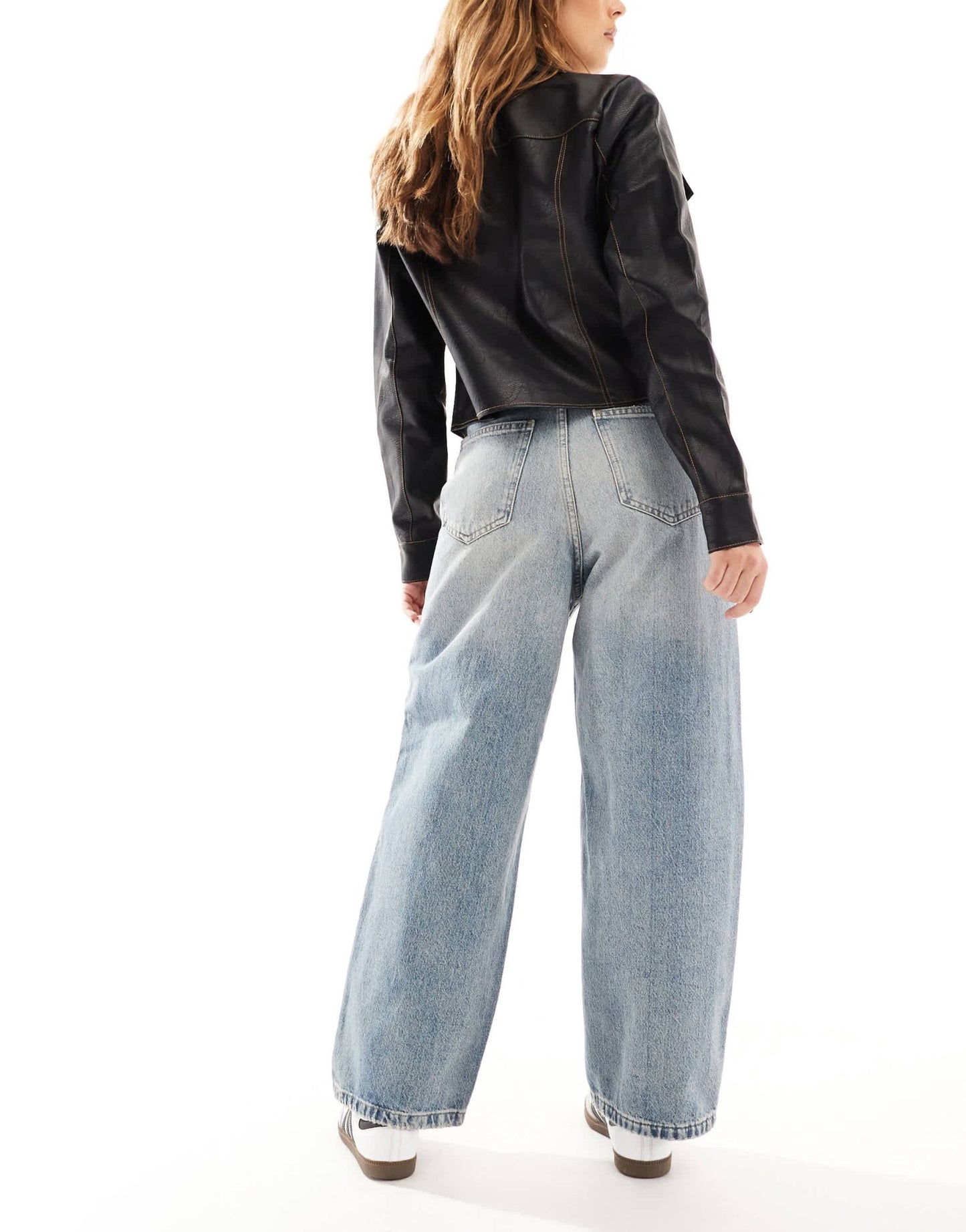 ONLY Lafayette mid waist wide leg jeans in stained vintage blue - ASOS Sample Sale