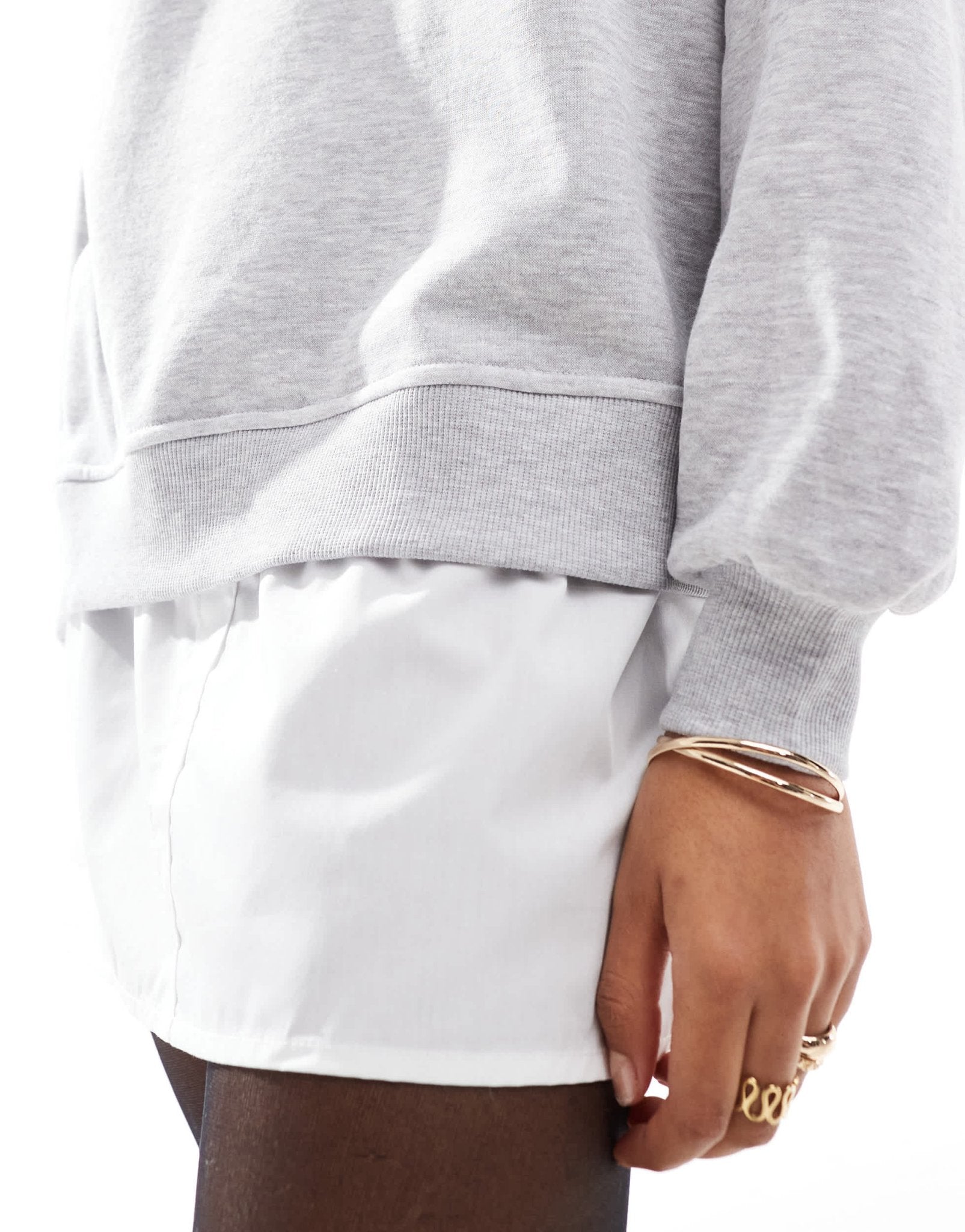 ONLY layered sweat mini dress in light grey - ASOS Sample Sale