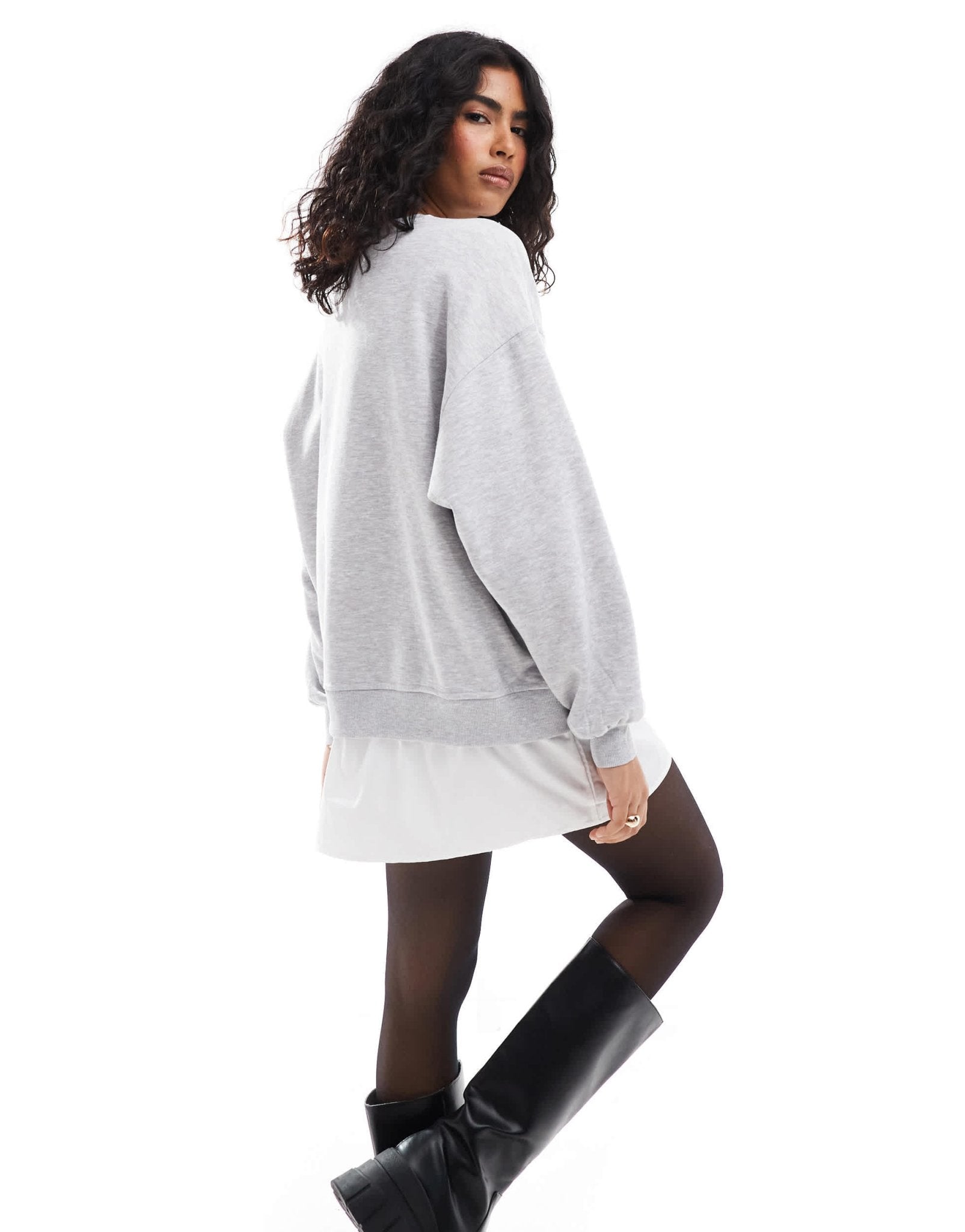 ONLY layered sweat mini dress in light grey - ASOS Sample Sale