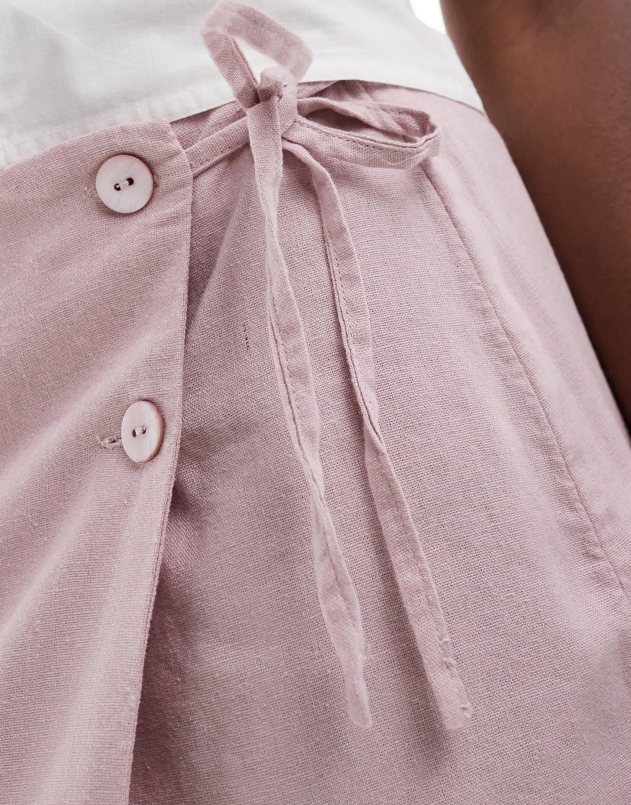 ONLY linen mix asymmetric mini skirt in pink - ASOS Sample Sale