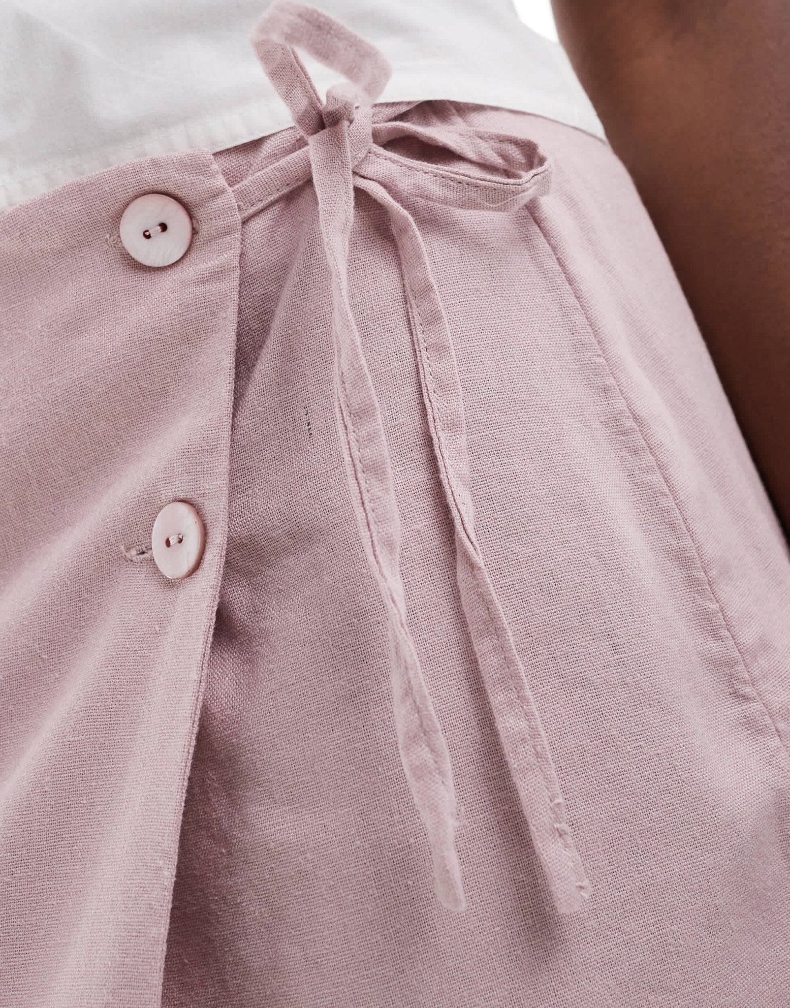 ONLY linen mix asymmetric mini skirt in pink - ASOS Sample Sale