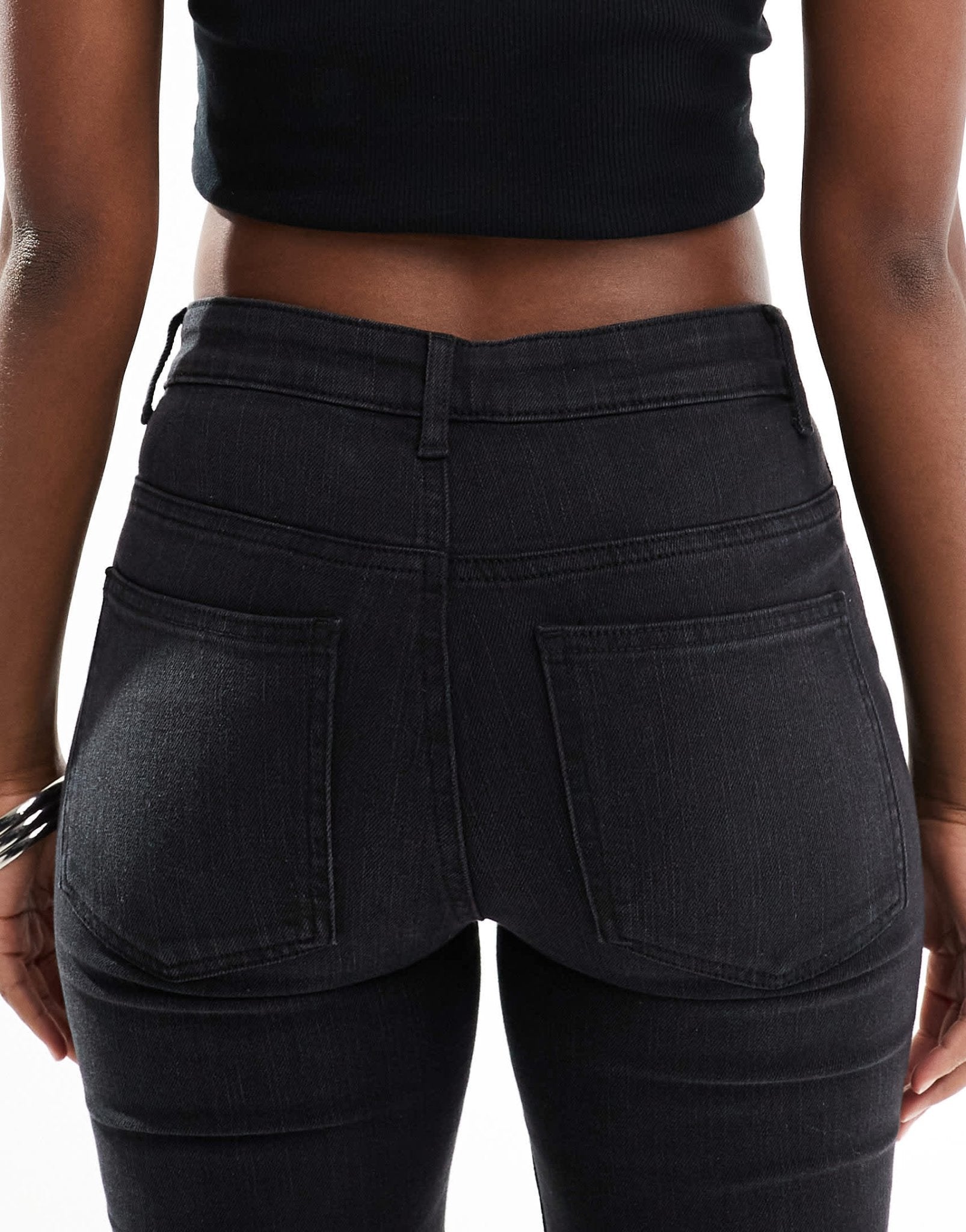 ONLY Lola high waisted flare jeans in washed black - ASOS Sample Sale