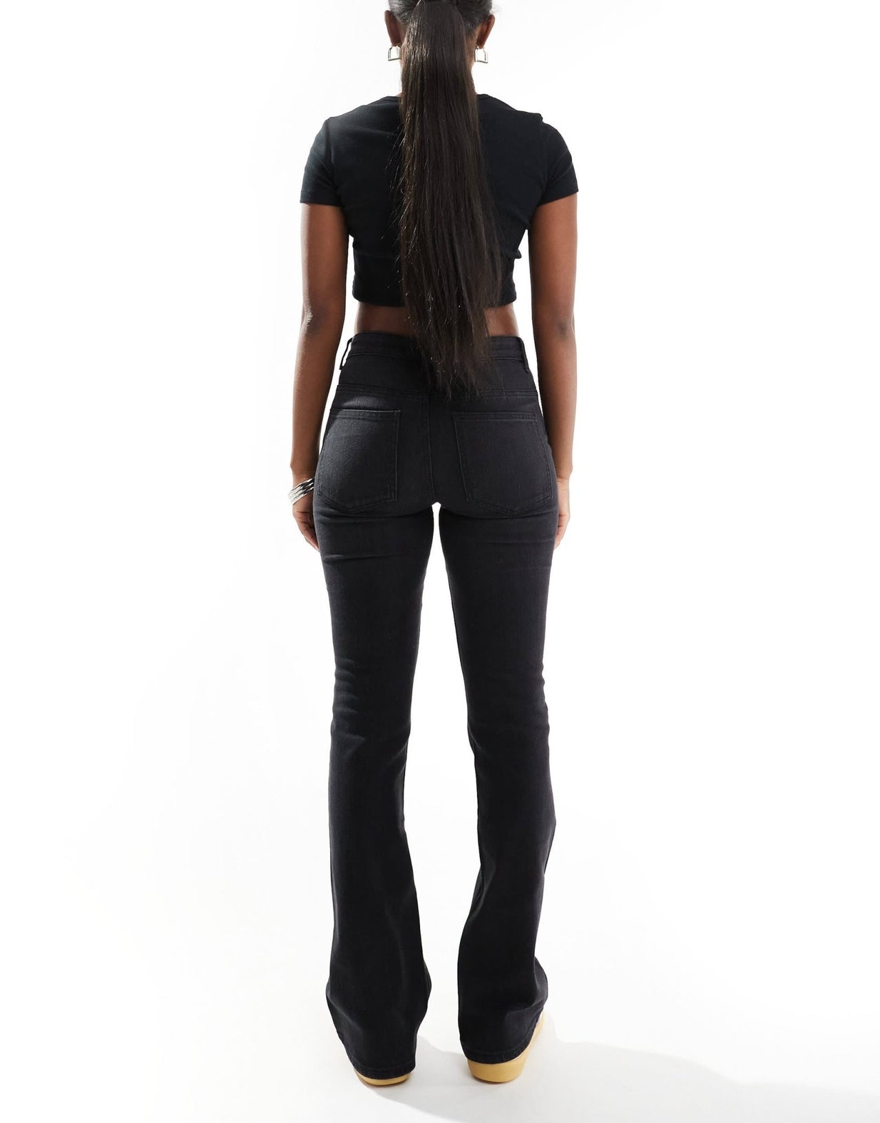 ONLY Lola high waisted flare jeans in washed black - ASOS Sample Sale