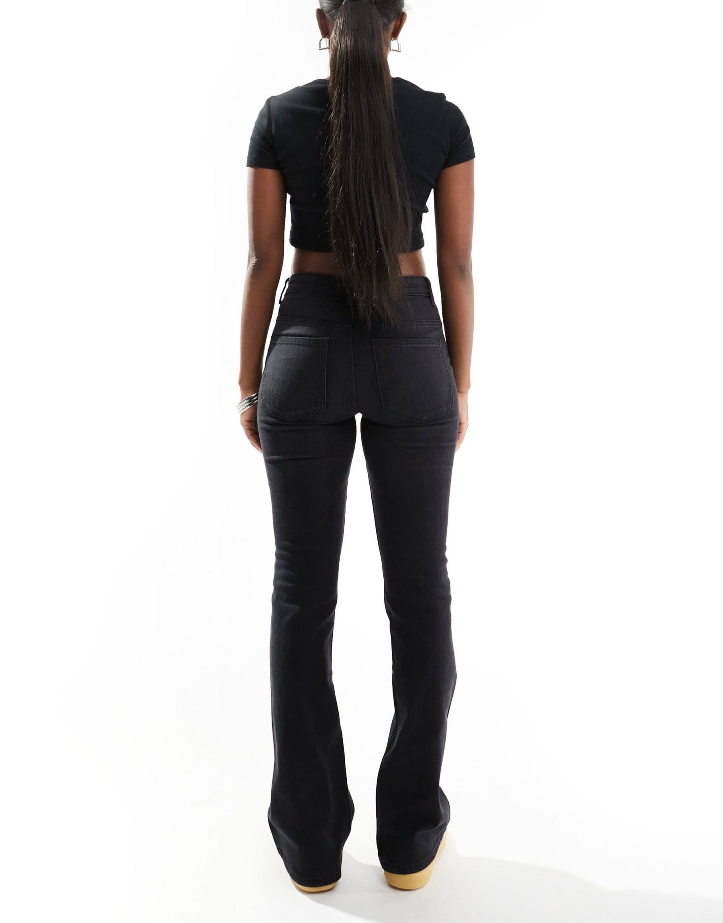 ONLY Lola high waisted flare jeans in washed black - ASOS Sample Sale