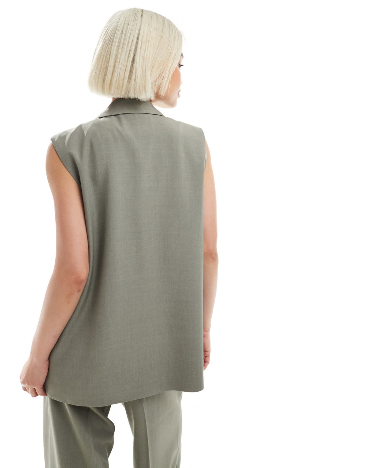ONLY longline open waistcoat co-ord in sage grey - ASOS Sample Sale