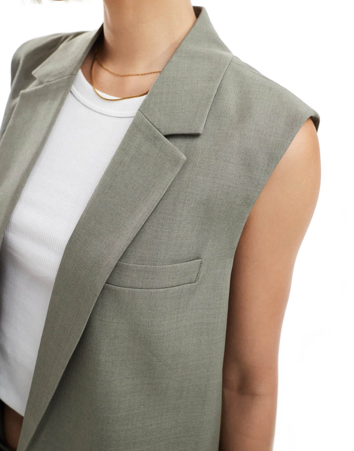 ONLY longline open waistcoat co-ord in sage grey - ASOS Sample Sale