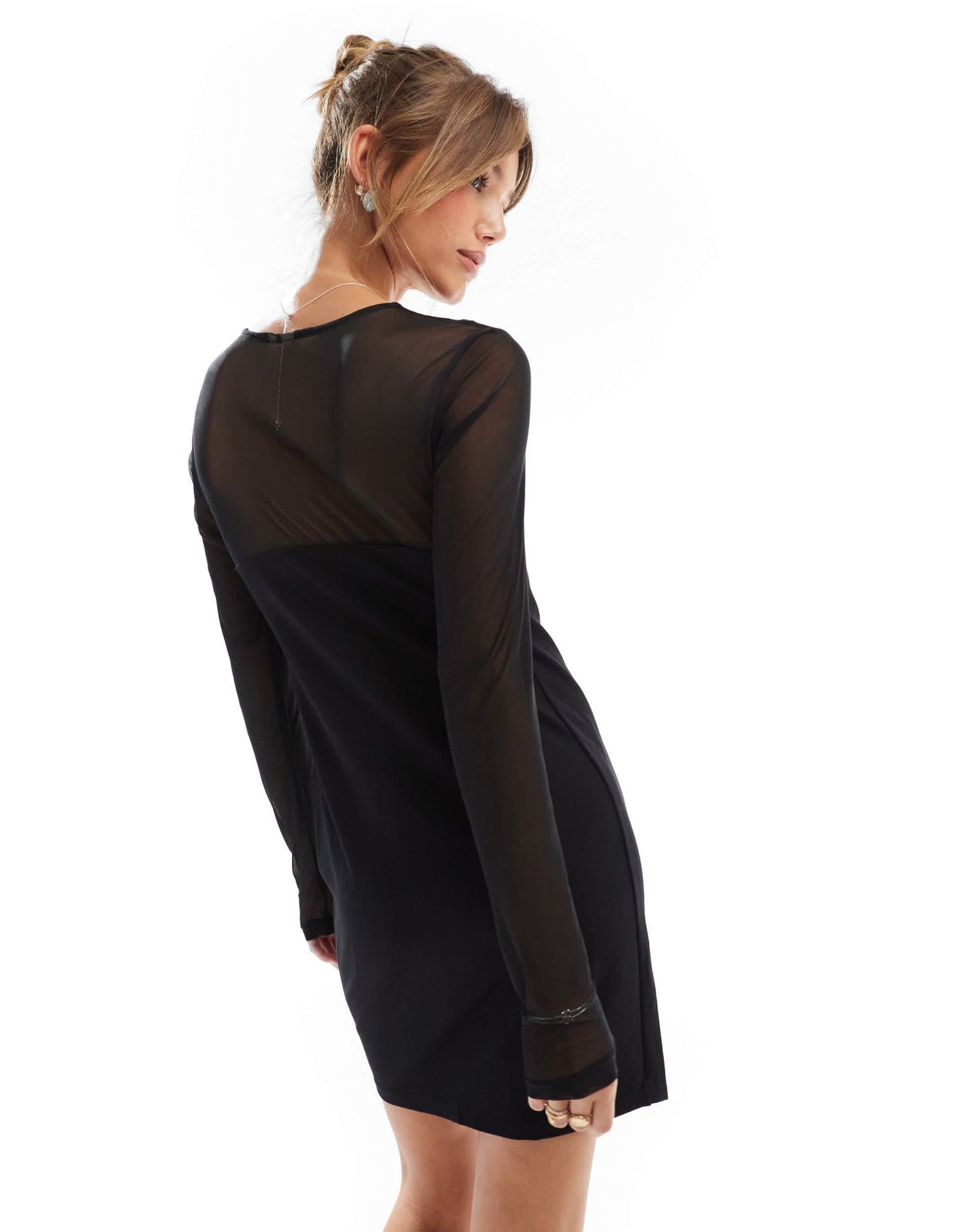 ONLY mesh detail mini dress in black - ASOS Sample Sale