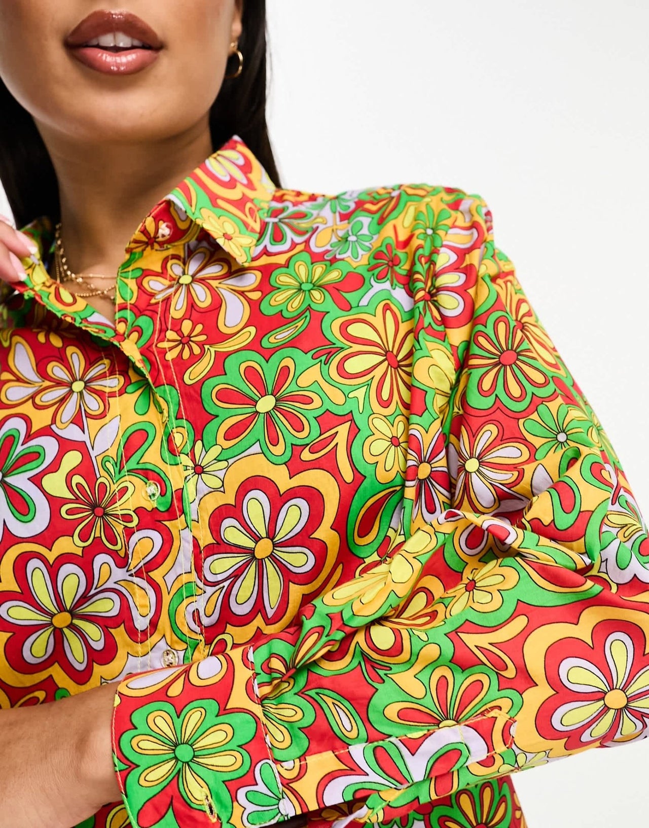 ONLY oversized beach shirt in bright 70s floral - ASOS Sample Sale