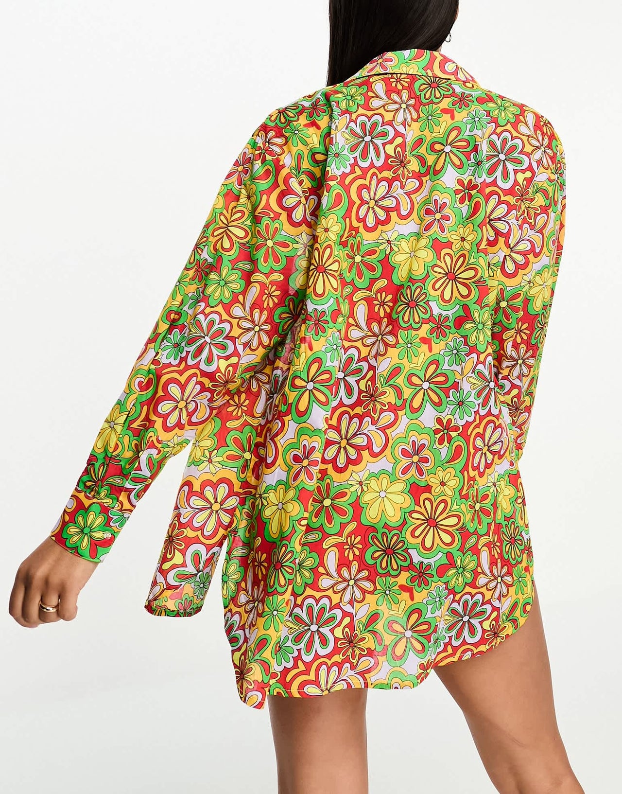 ONLY oversized beach shirt in bright 70s floral - ASOS Sample Sale