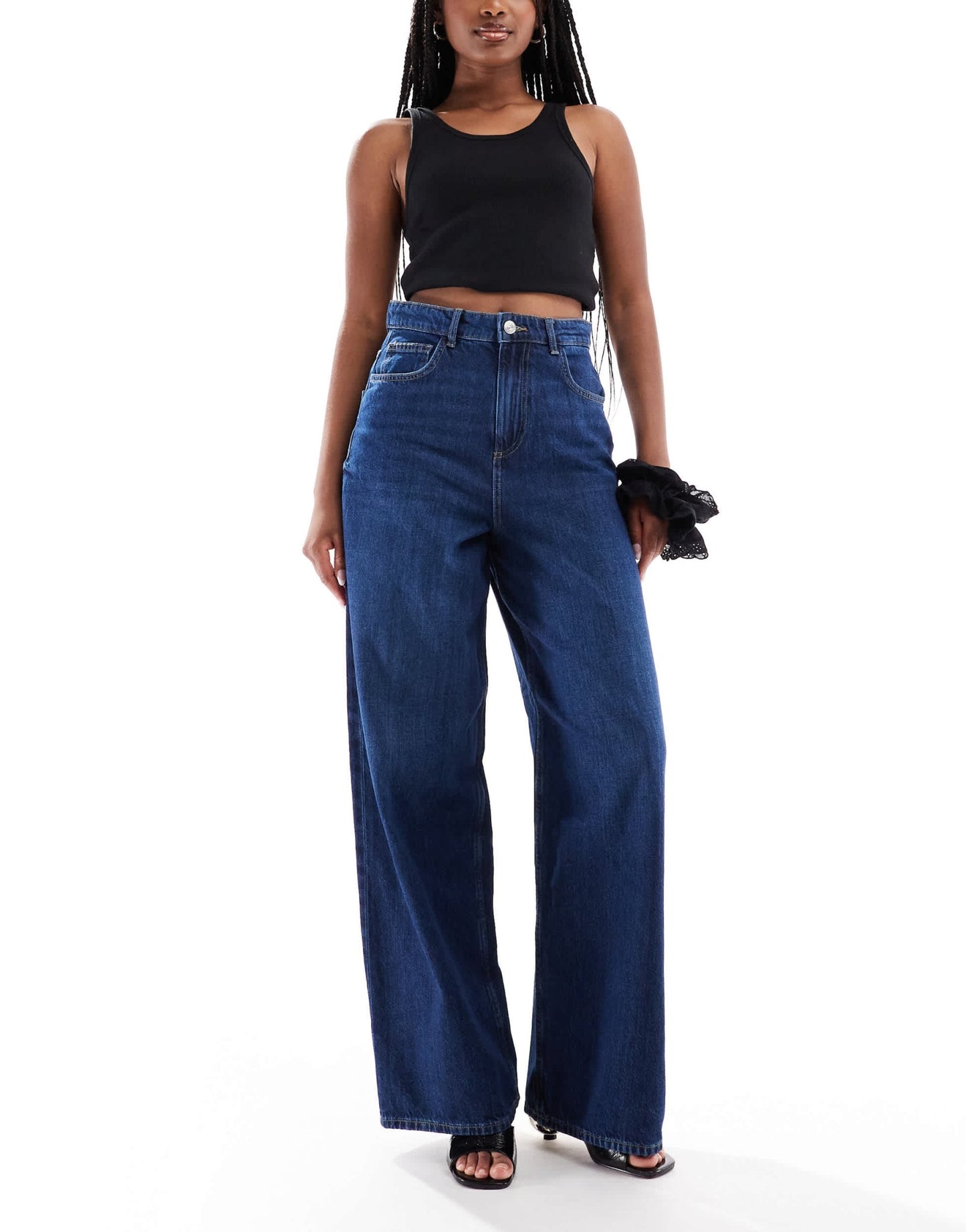 ONLY Paulina high waist baggy jeans in dark blue denim - ASOS Sample Sale