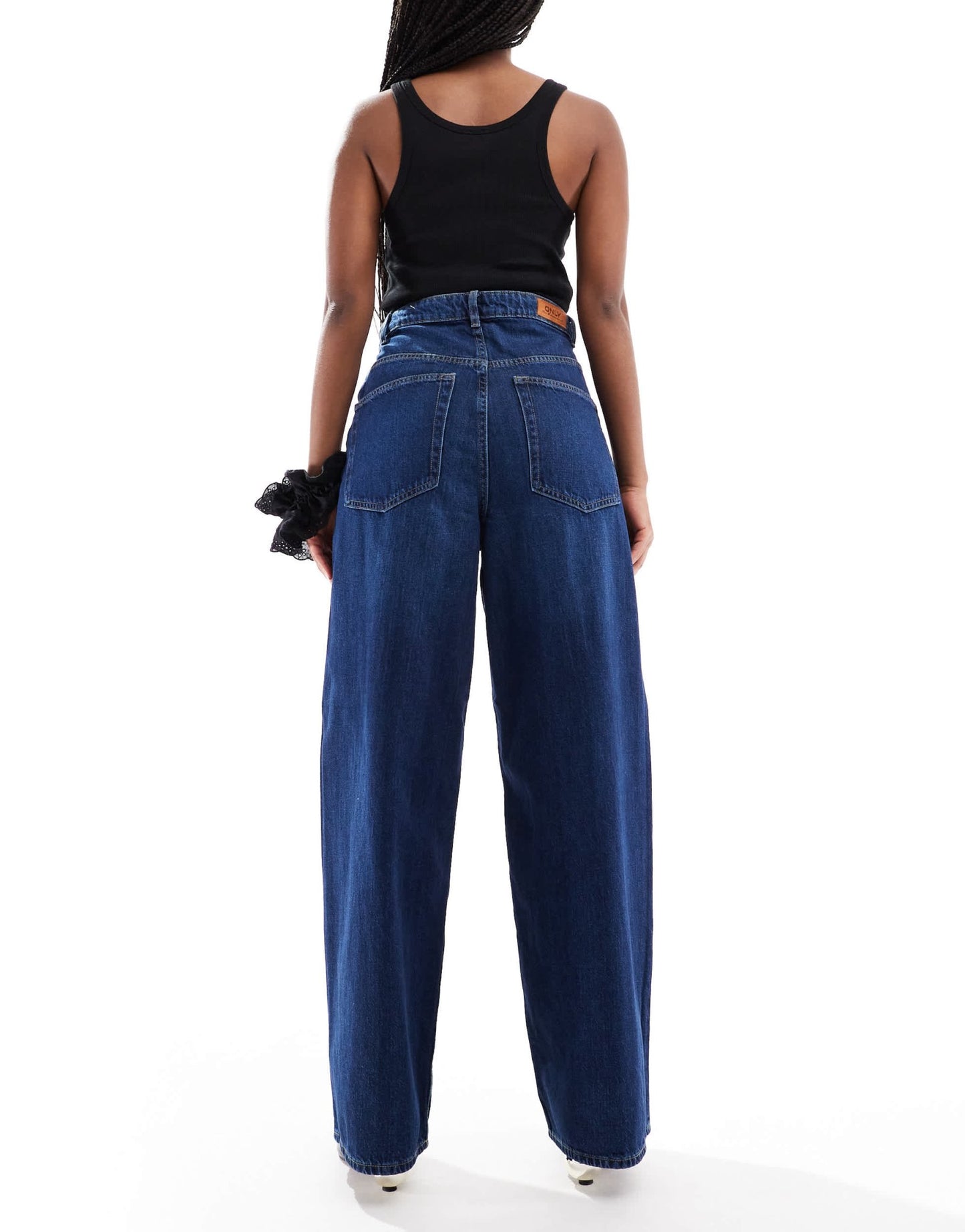 ONLY Paulina high waist baggy jeans in dark blue denim - ASOS Sample Sale
