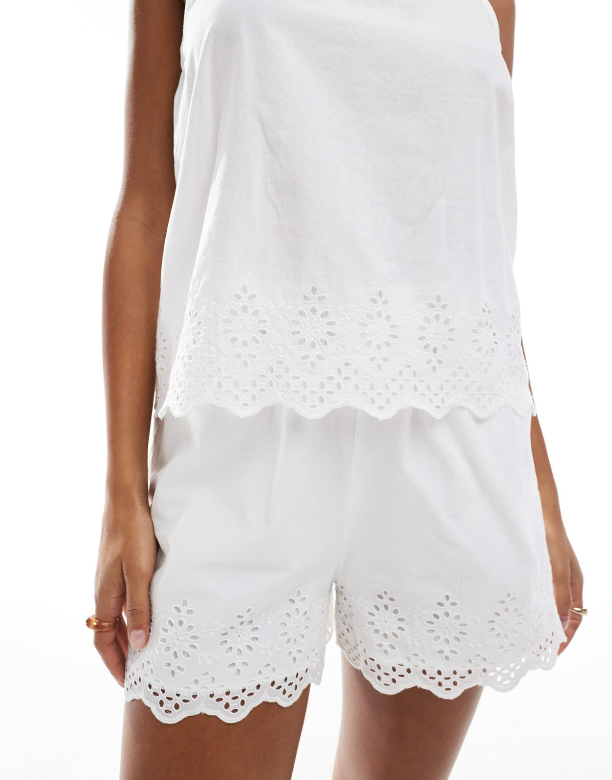 ONLY pointelle detail cami top co-ord in white - ASOS Sample Sale