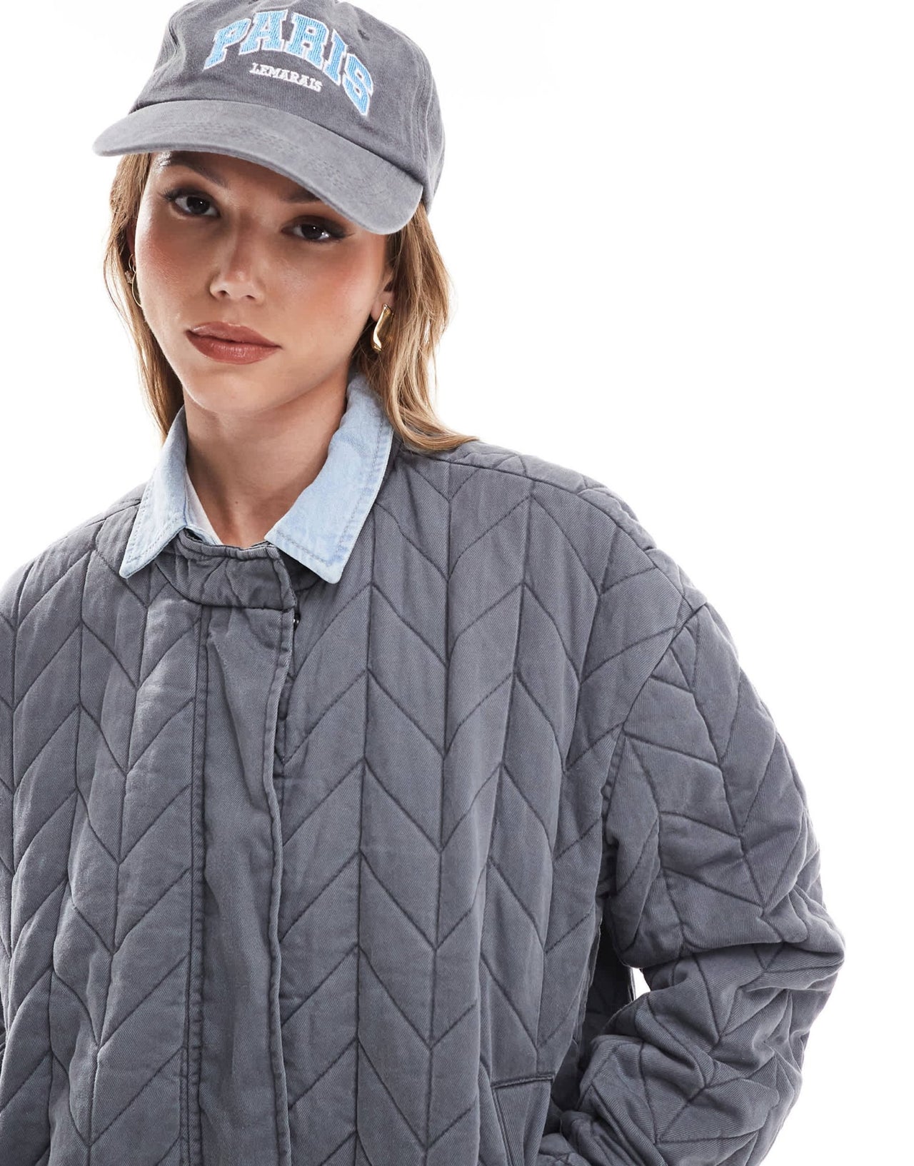 ONLY quilted bomber jacket in washed grey - ASOS Sample Sale