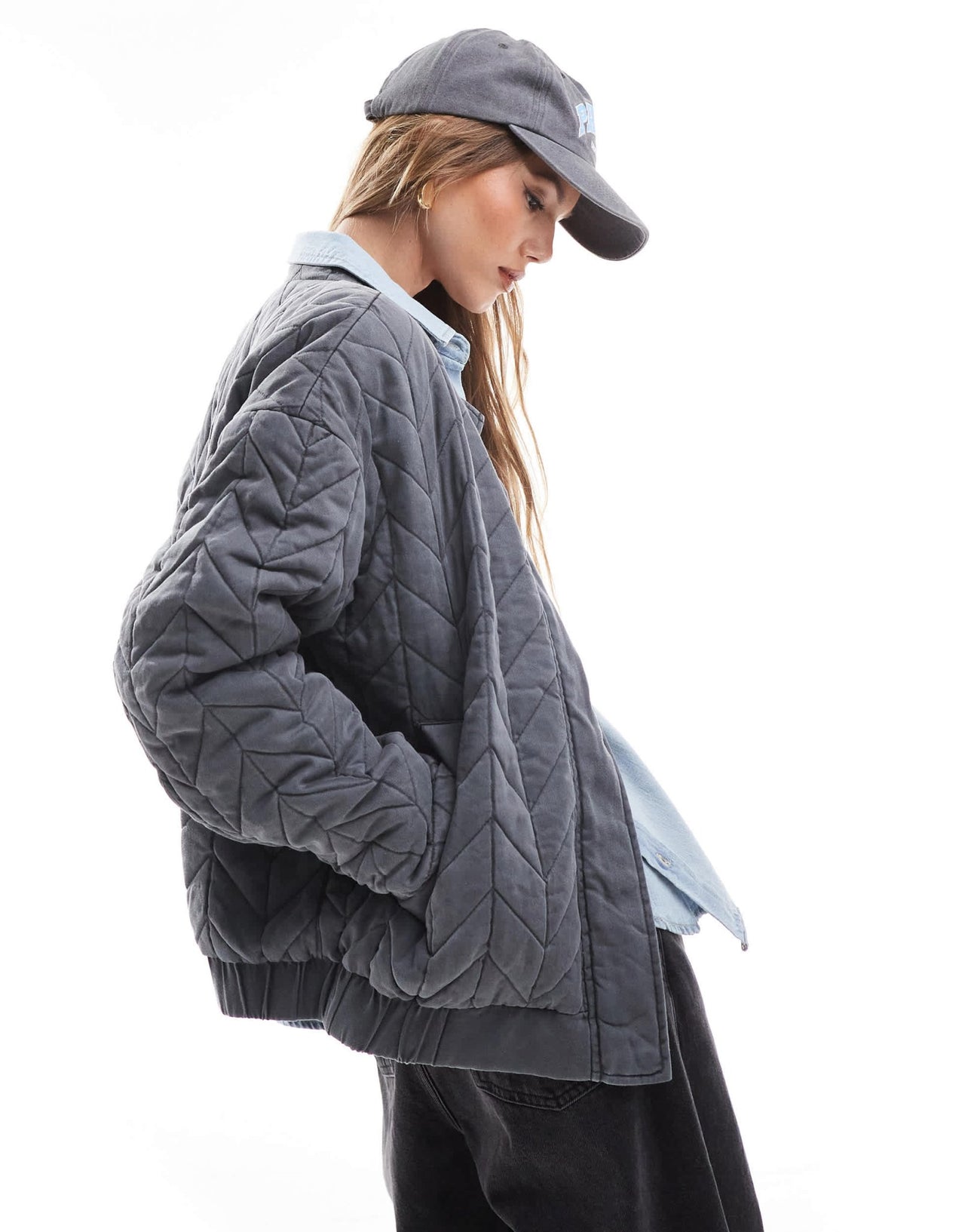 ONLY quilted bomber jacket in washed grey - ASOS Sample Sale