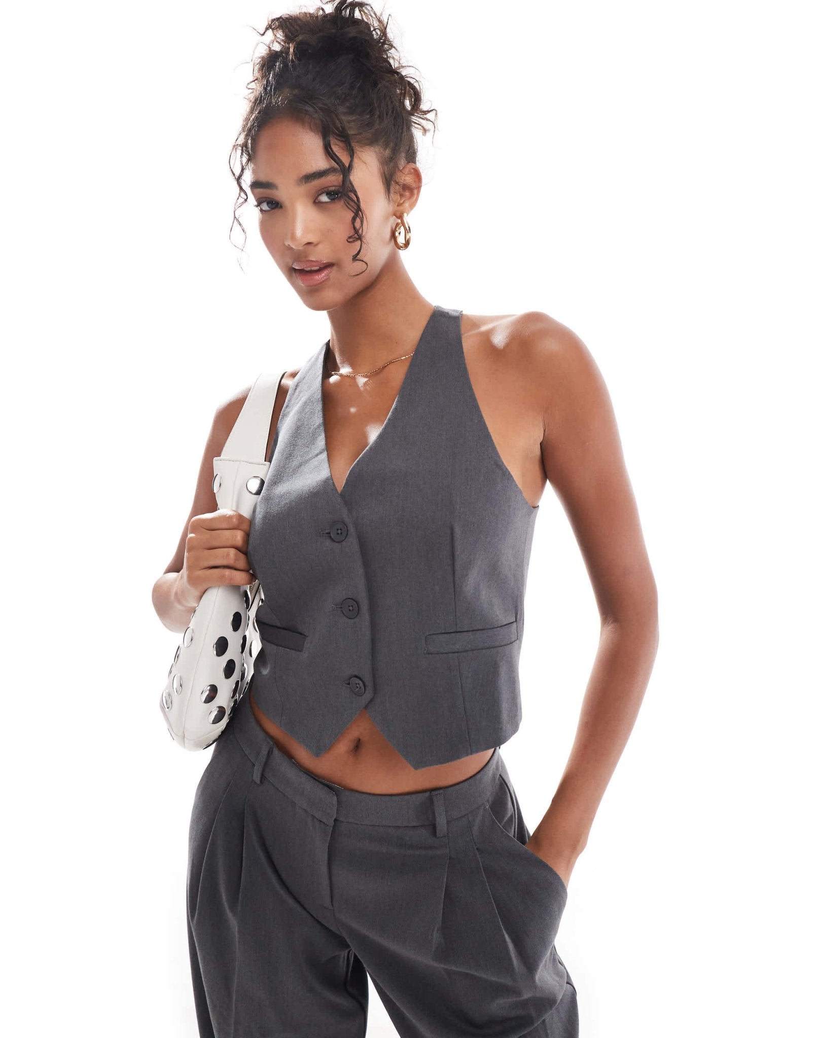 ONLY racer waistcoat co - ord in dark grey - ASOS Sample Sale