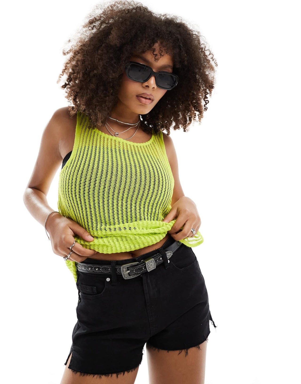 ONLY sheer knitted vest in lime - ASOS Sample Sale