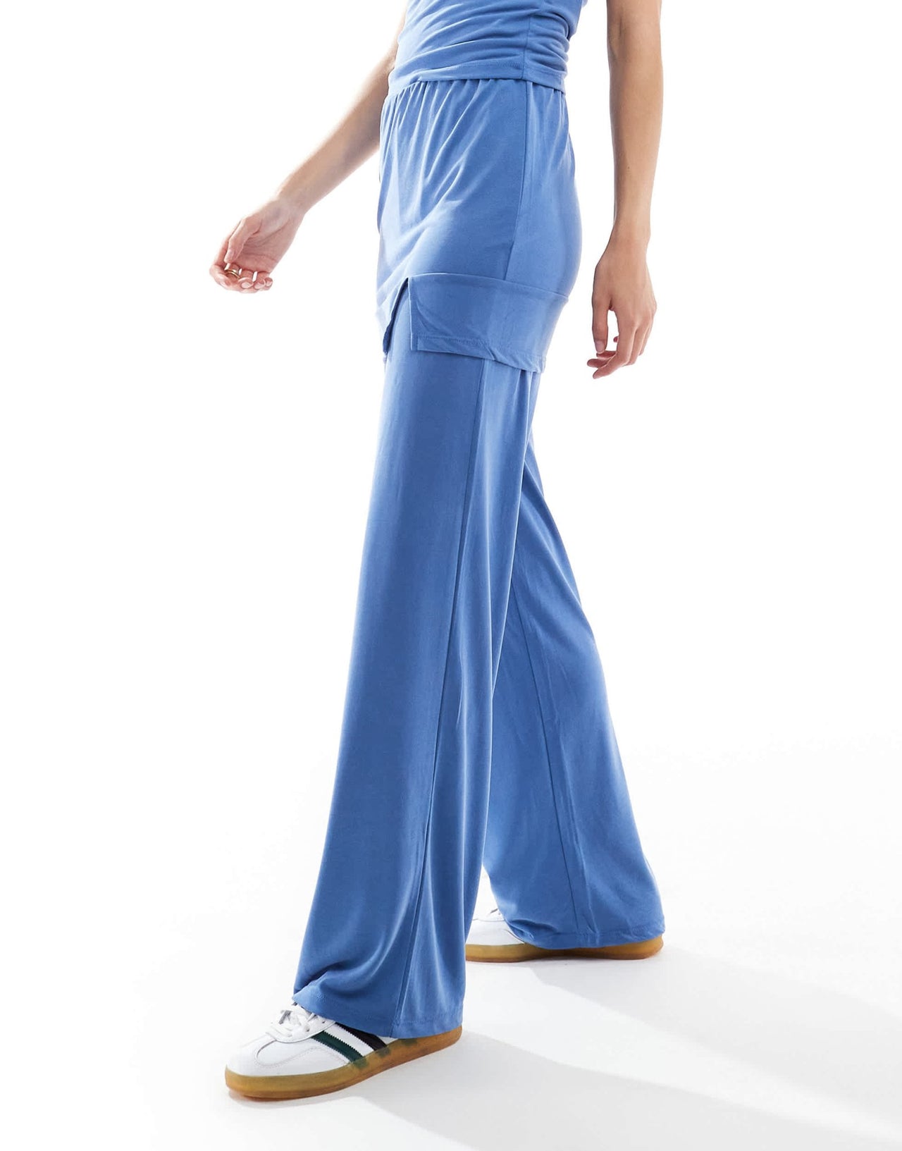 ONLY slinky straight leg trouser co - ord in mid blue - ASOS Sample Sale