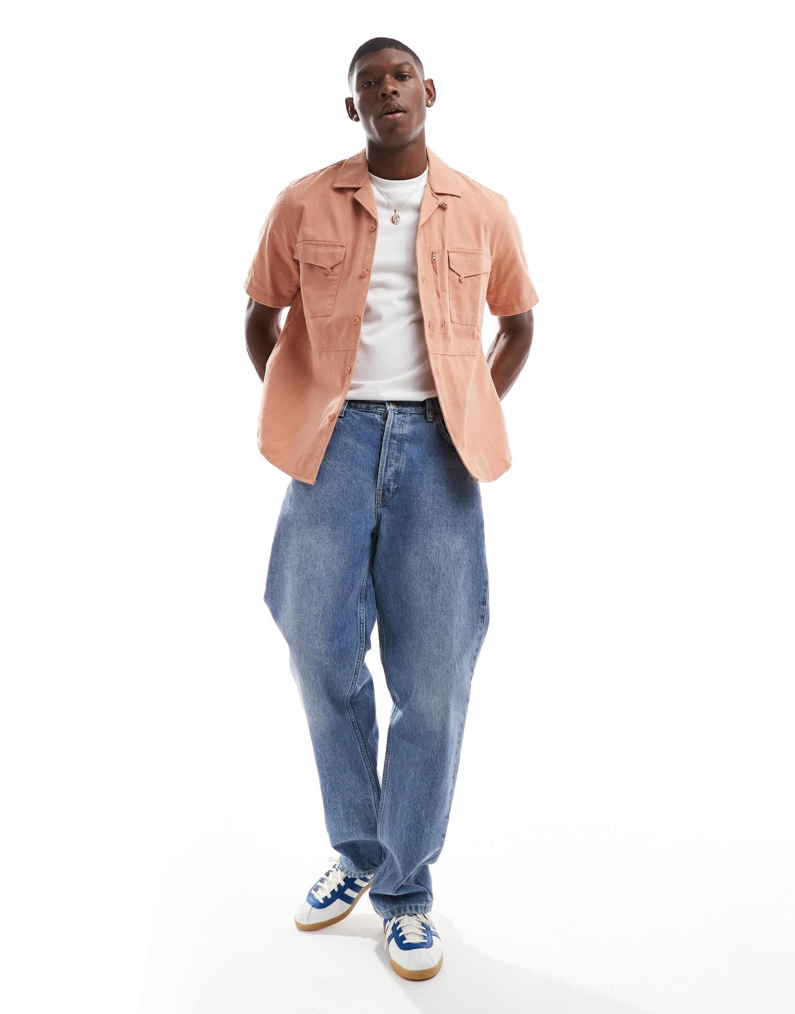 ONLY & SONS 3 pocket utility shirt in light orange - ASOS Sample Sale