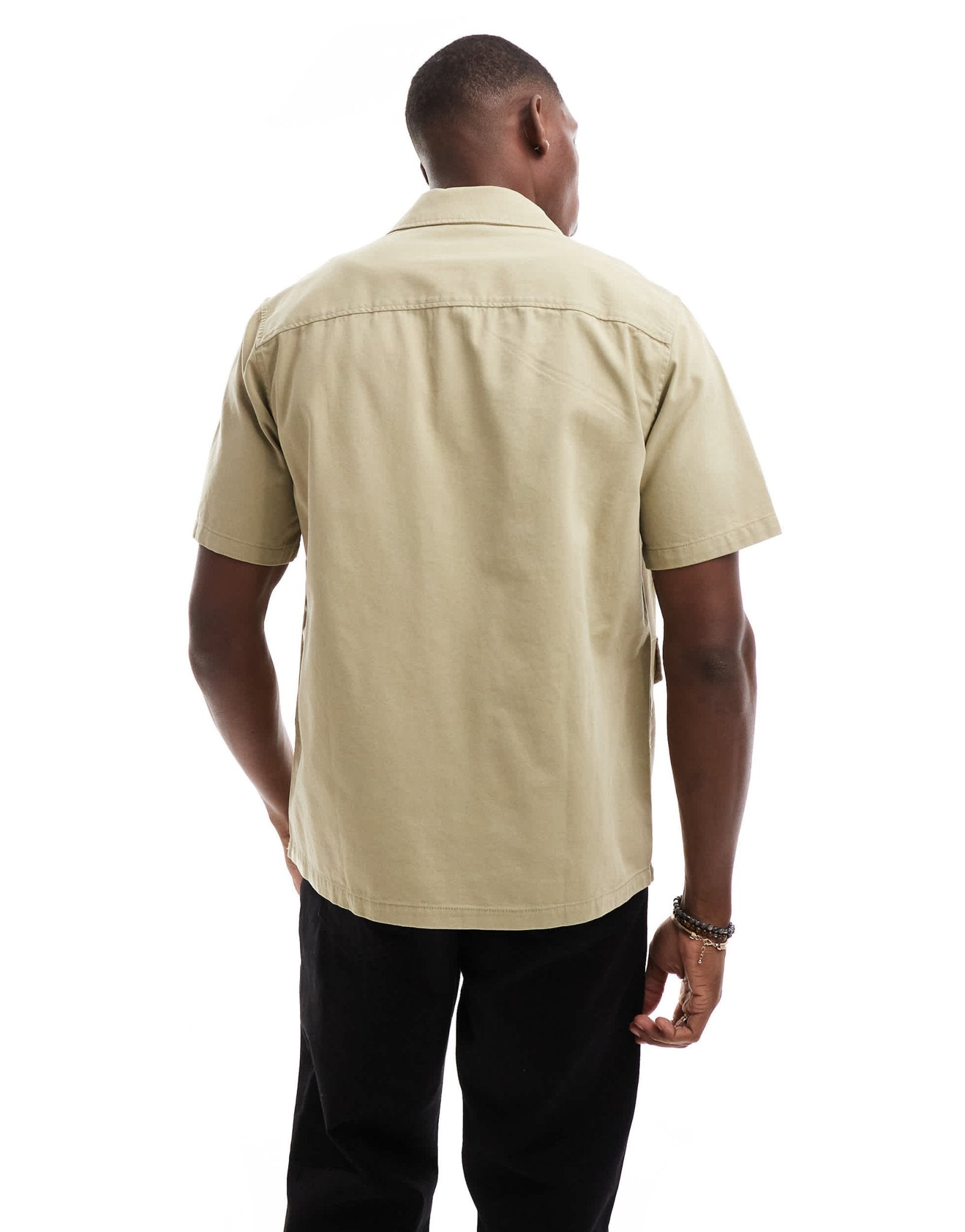 ONLY & SONS 4 pocket utility shirt in light brown - ASOS Sample Sale