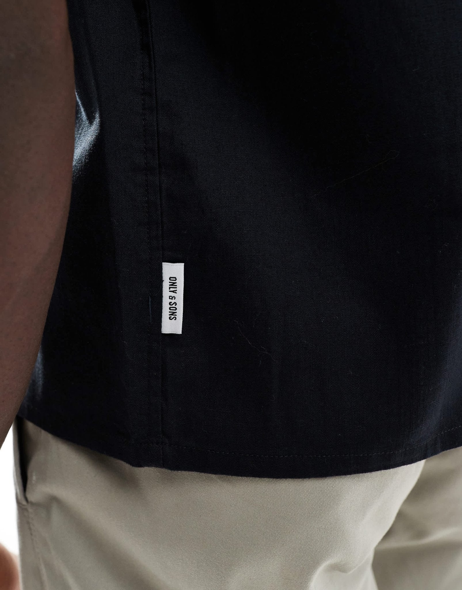 ONLY & SONS boxy fit linen mix shirt in black - ASOS Sample Sale