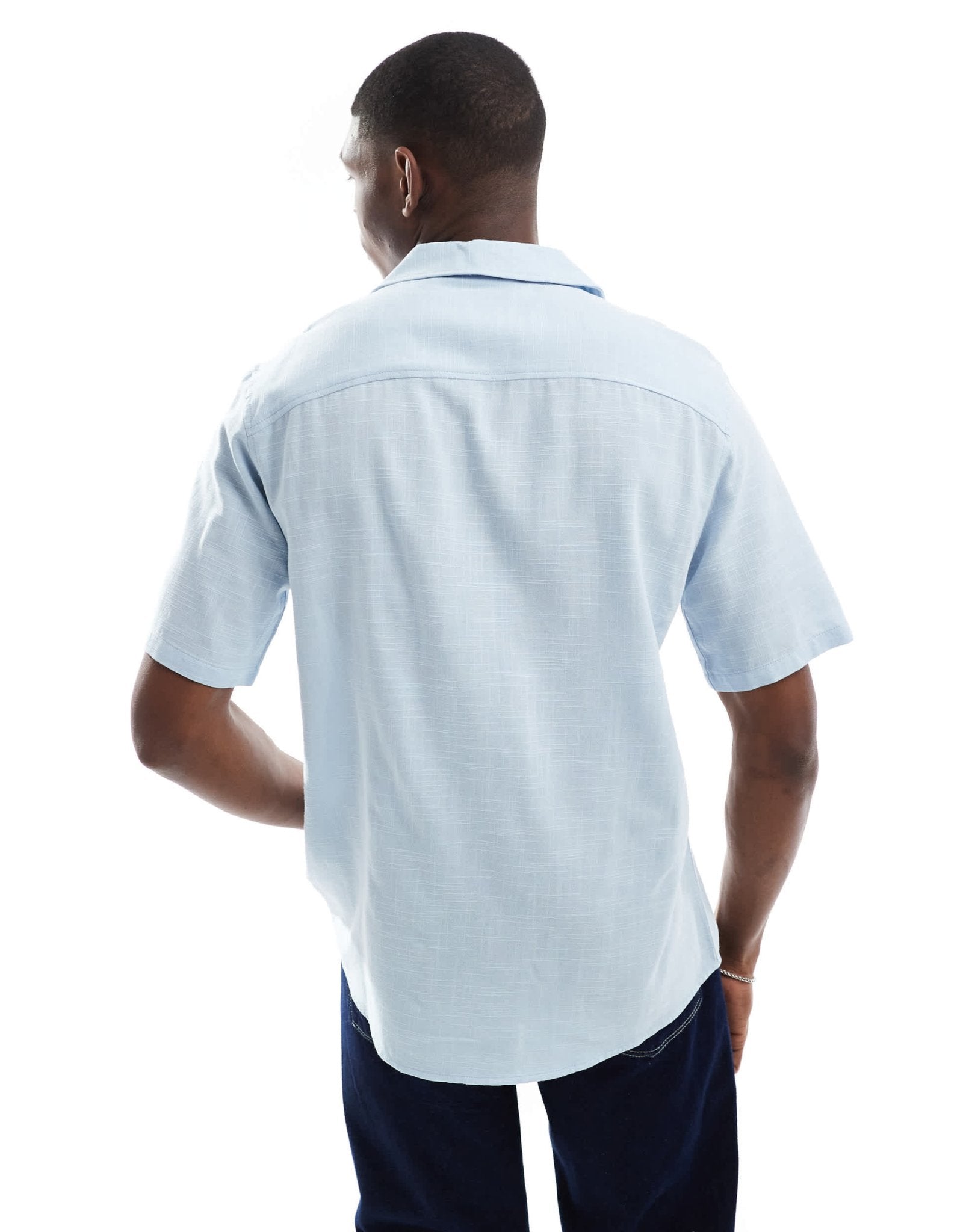 ONLY & SONS boxy fit revere collar shirt in light blue - ASOS Sample Sale