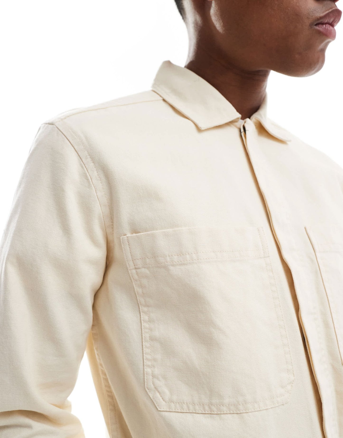 ONLY & SONS canvas utility overshirt in ecru - ASOS Sample Sale